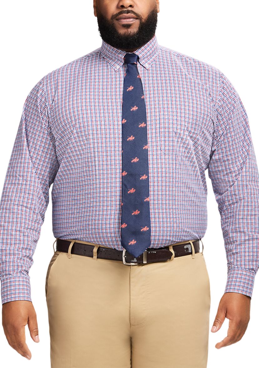 Big & Tall Long Sleeve Plaid Dress Shirt