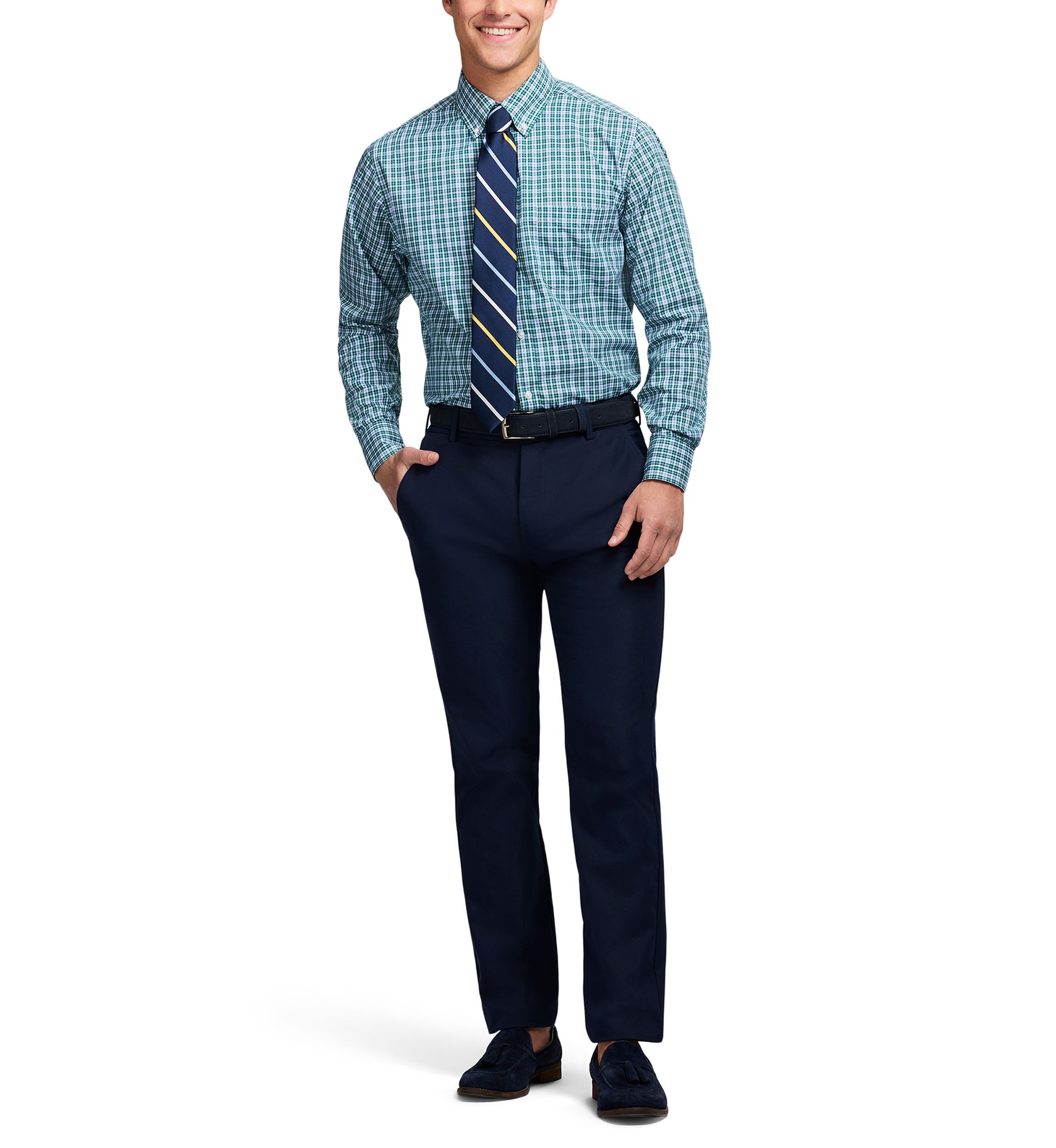 Long Sleeve All Over Stretch Regular Fit Button Down Shirt