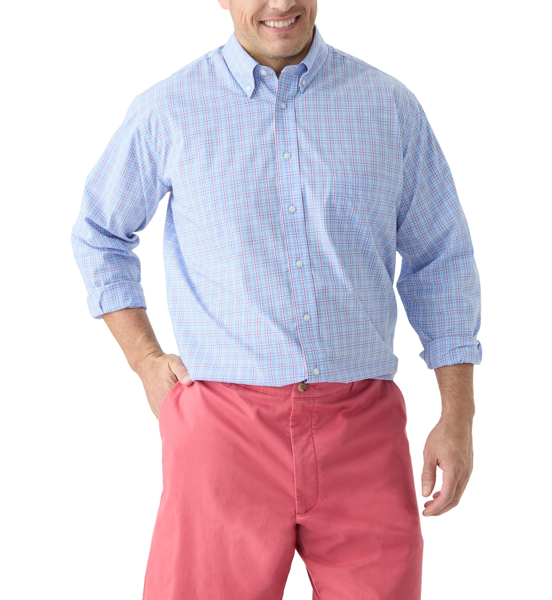 Big & Tall Long Sleeve Plaid Dress Shirt