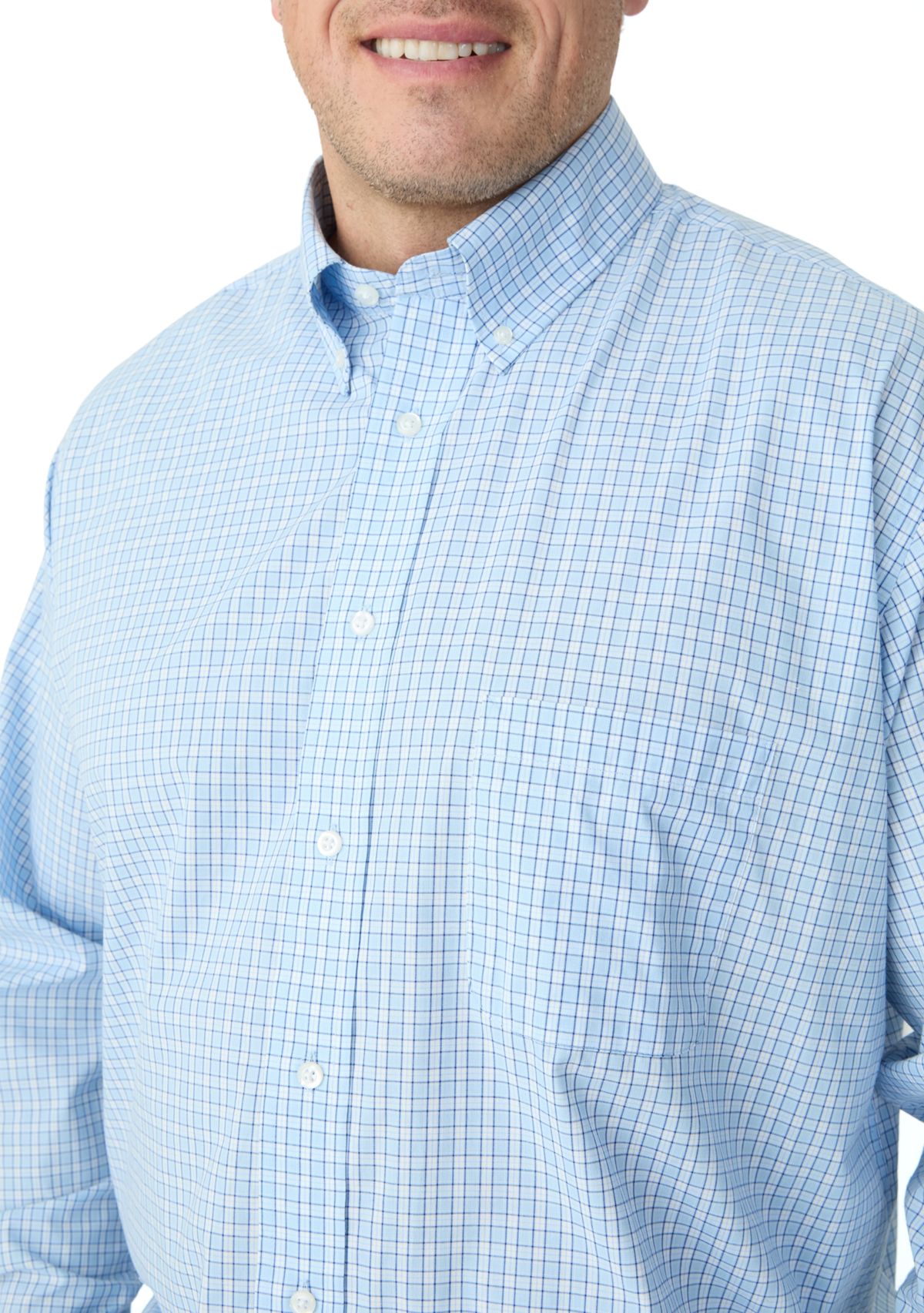 Big & Tall Long Sleeve Plaid Dress Shirt