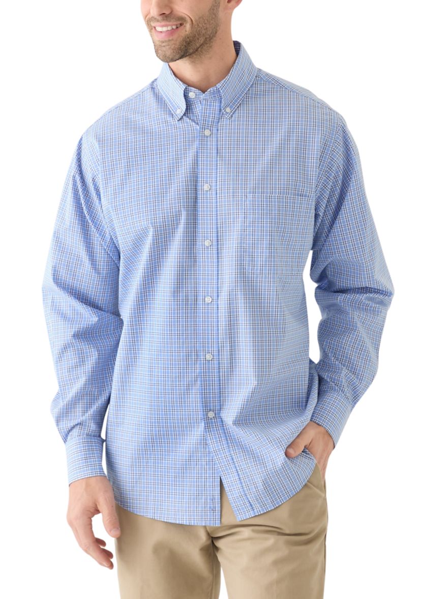 Long Sleeve Stretch Plaid Button Down Shirt 