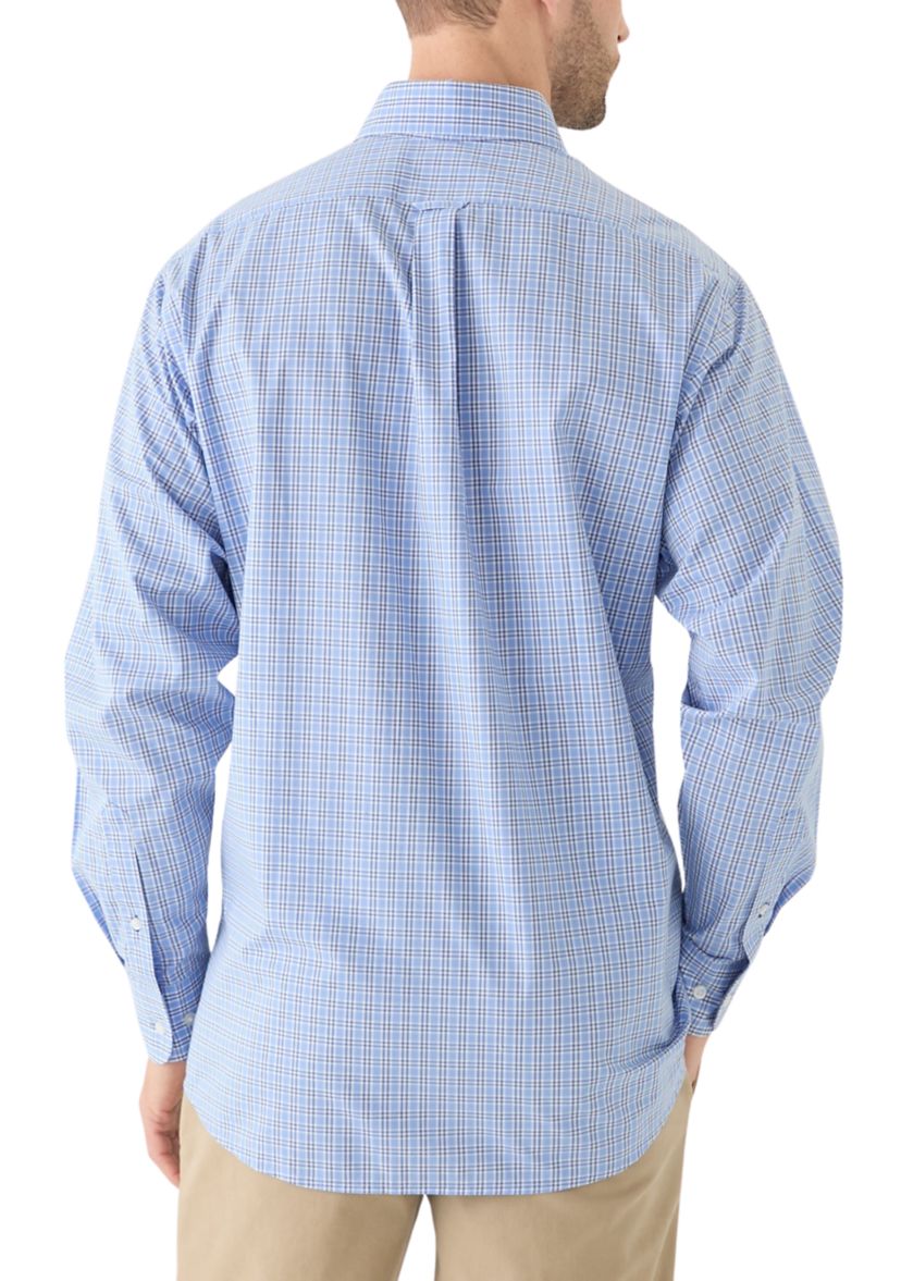 Long Sleeve Stretch Plaid Button Down Shirt 