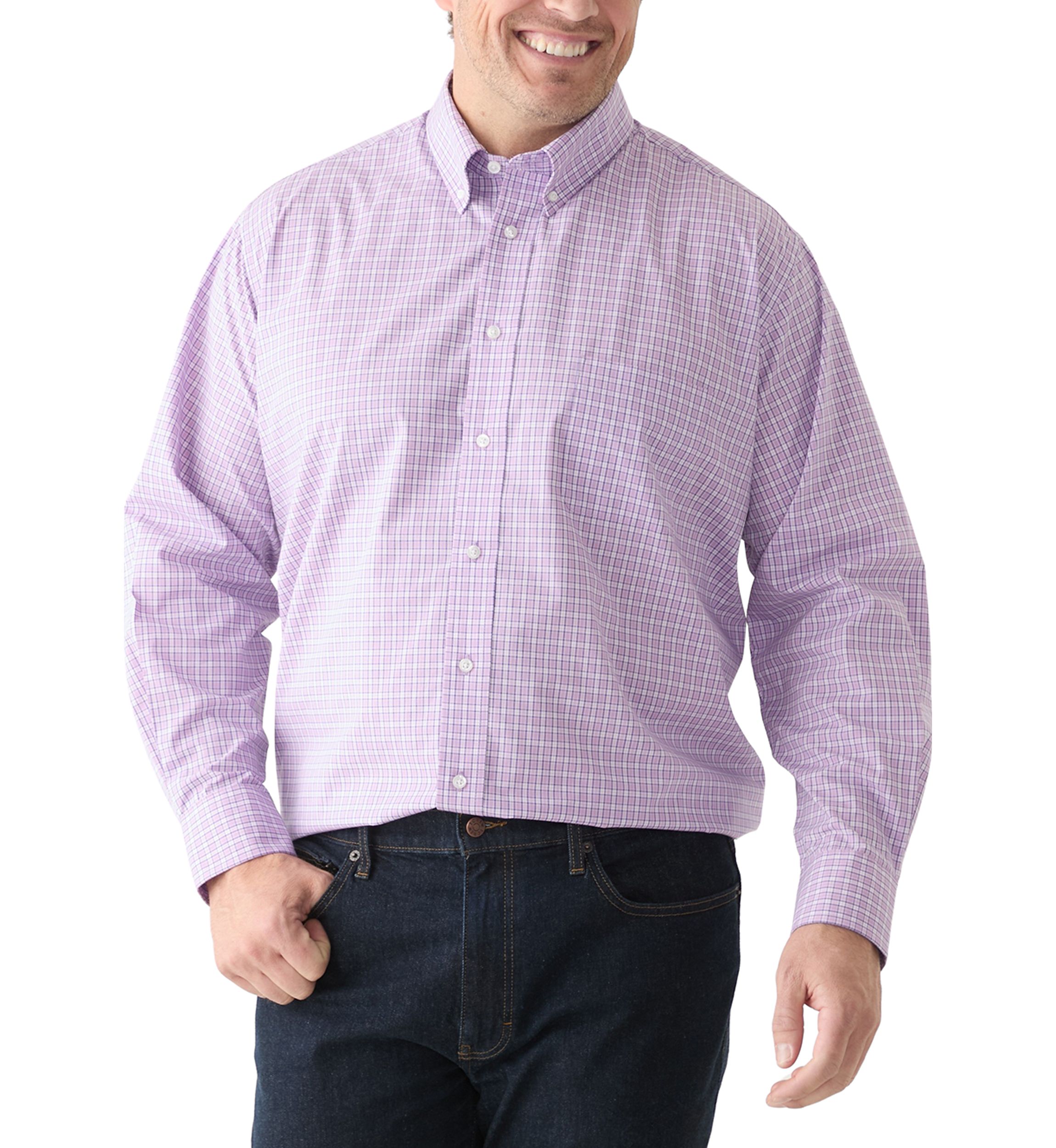 Big & Tall Allover Stretch Regular Fit Button Down​ Shirt