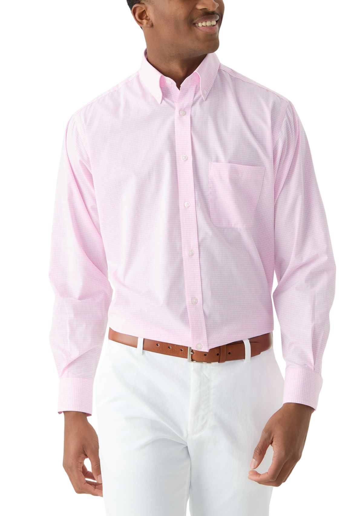 Allover Stretch Gingham Button Down Shirt