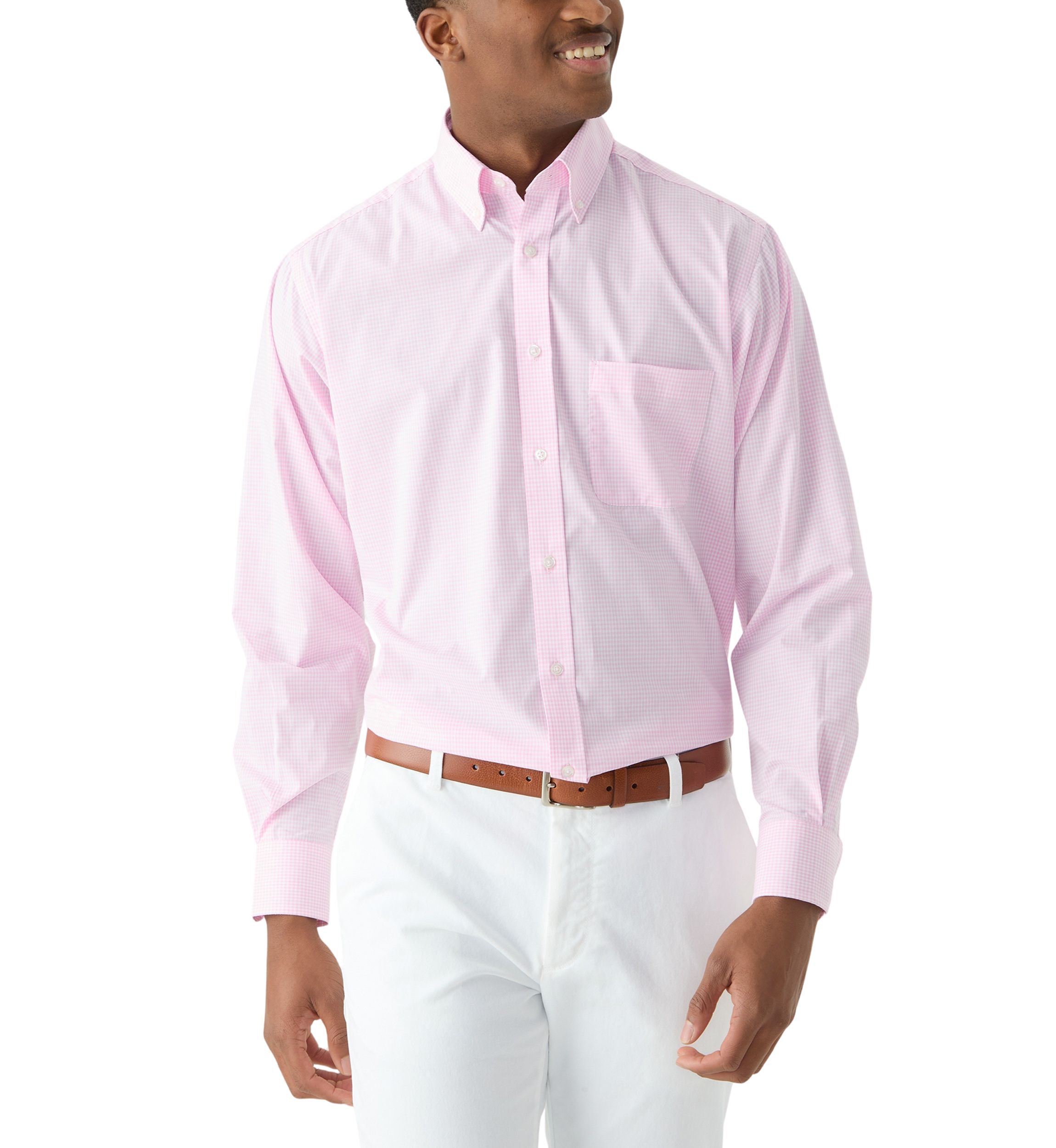 Allover Stretch Gingham Button Down Shirt