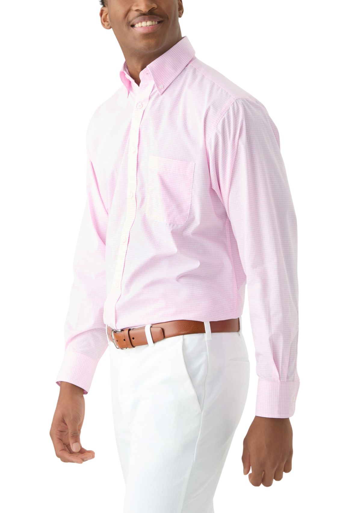 Allover Stretch Gingham Button Down Shirt