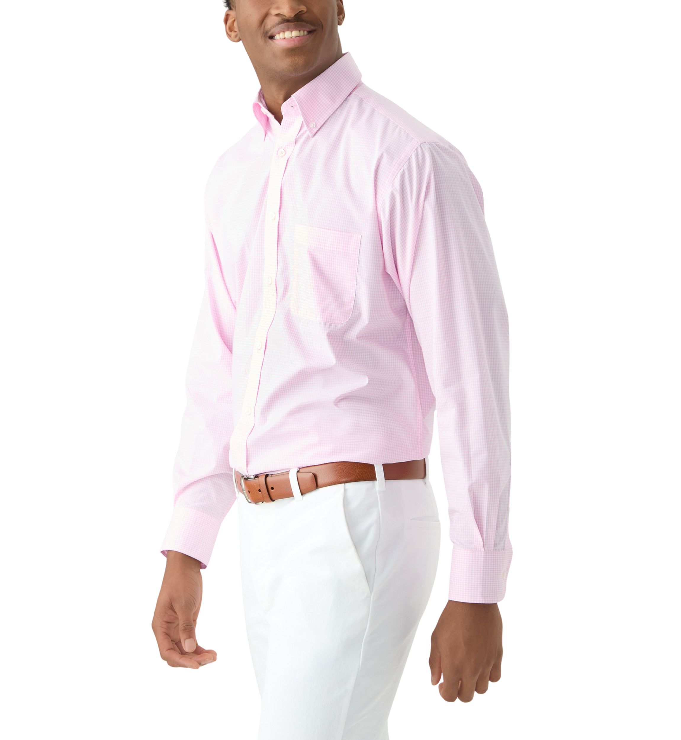 Allover Stretch Gingham Button Down Shirt