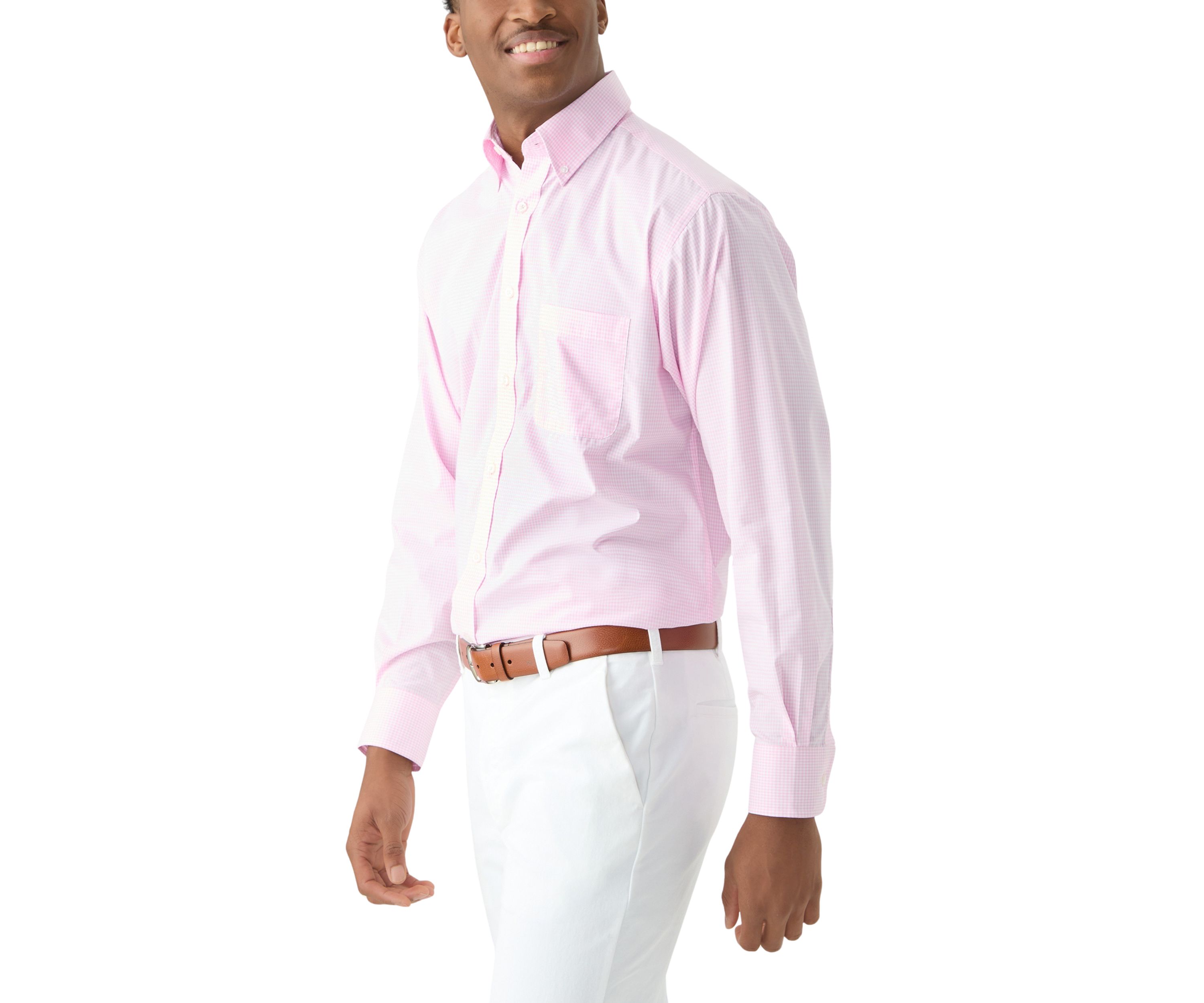 Allover Stretch Gingham Button Down Shirt