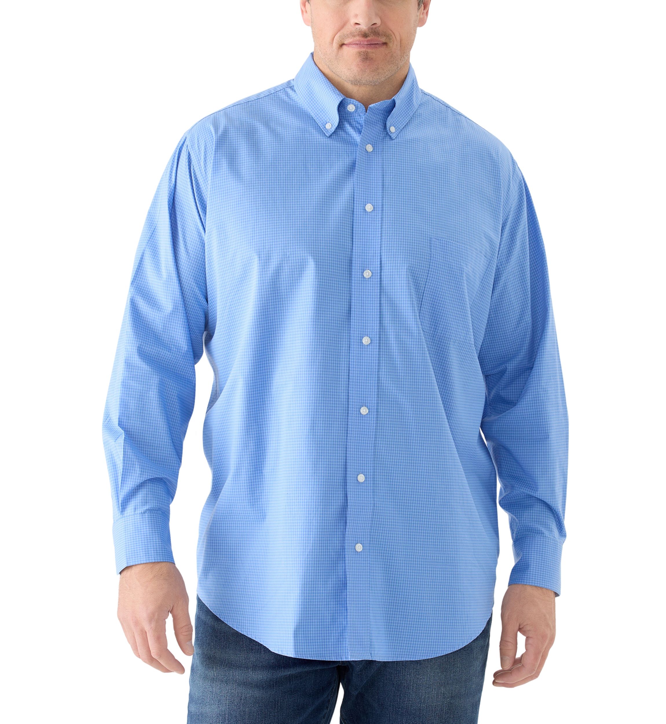 Big & Tall Long Sleeve Gingham Plaid Button Down Shirt 