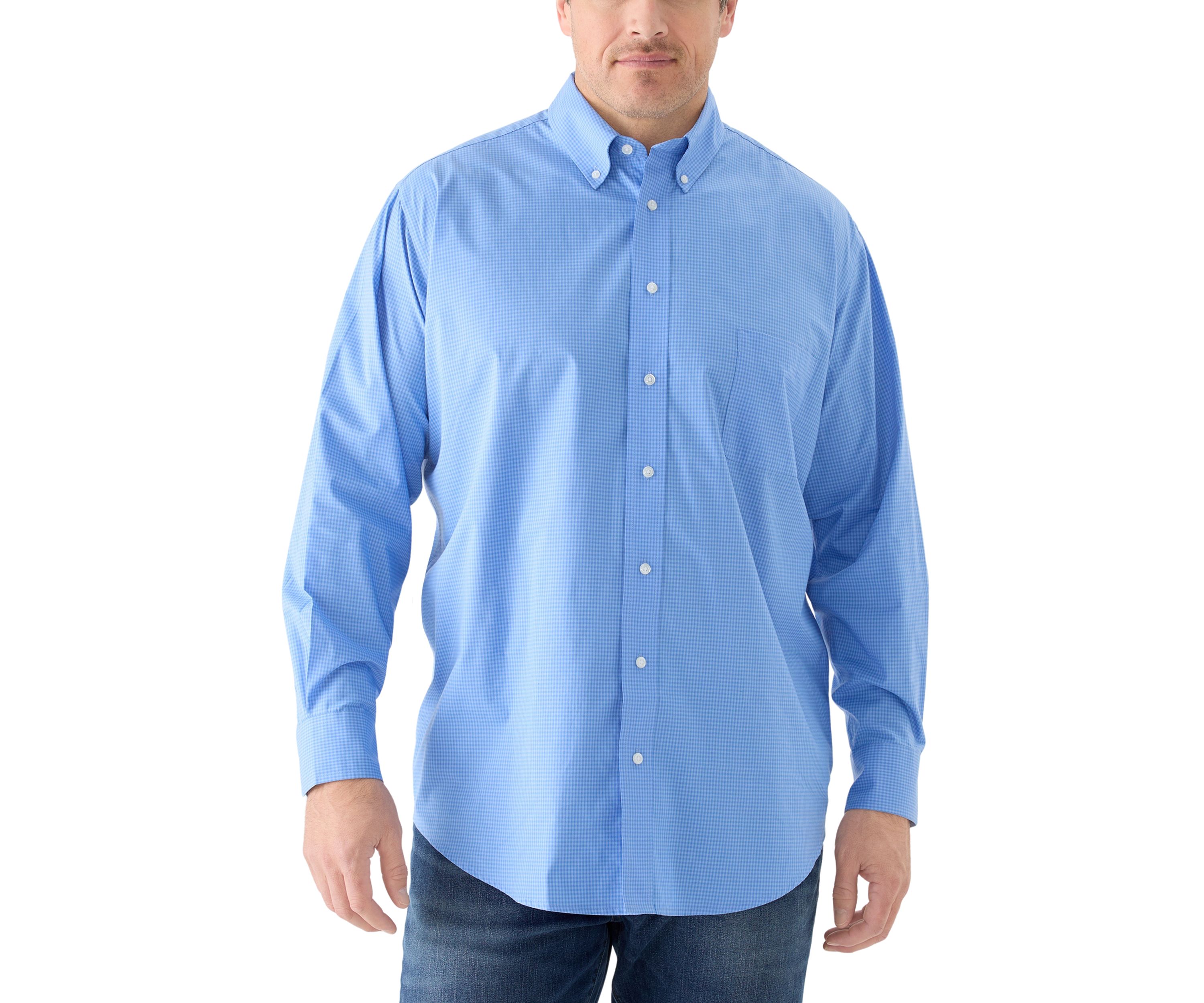 Big & Tall Long Sleeve Gingham Plaid Button Down Shirt 
