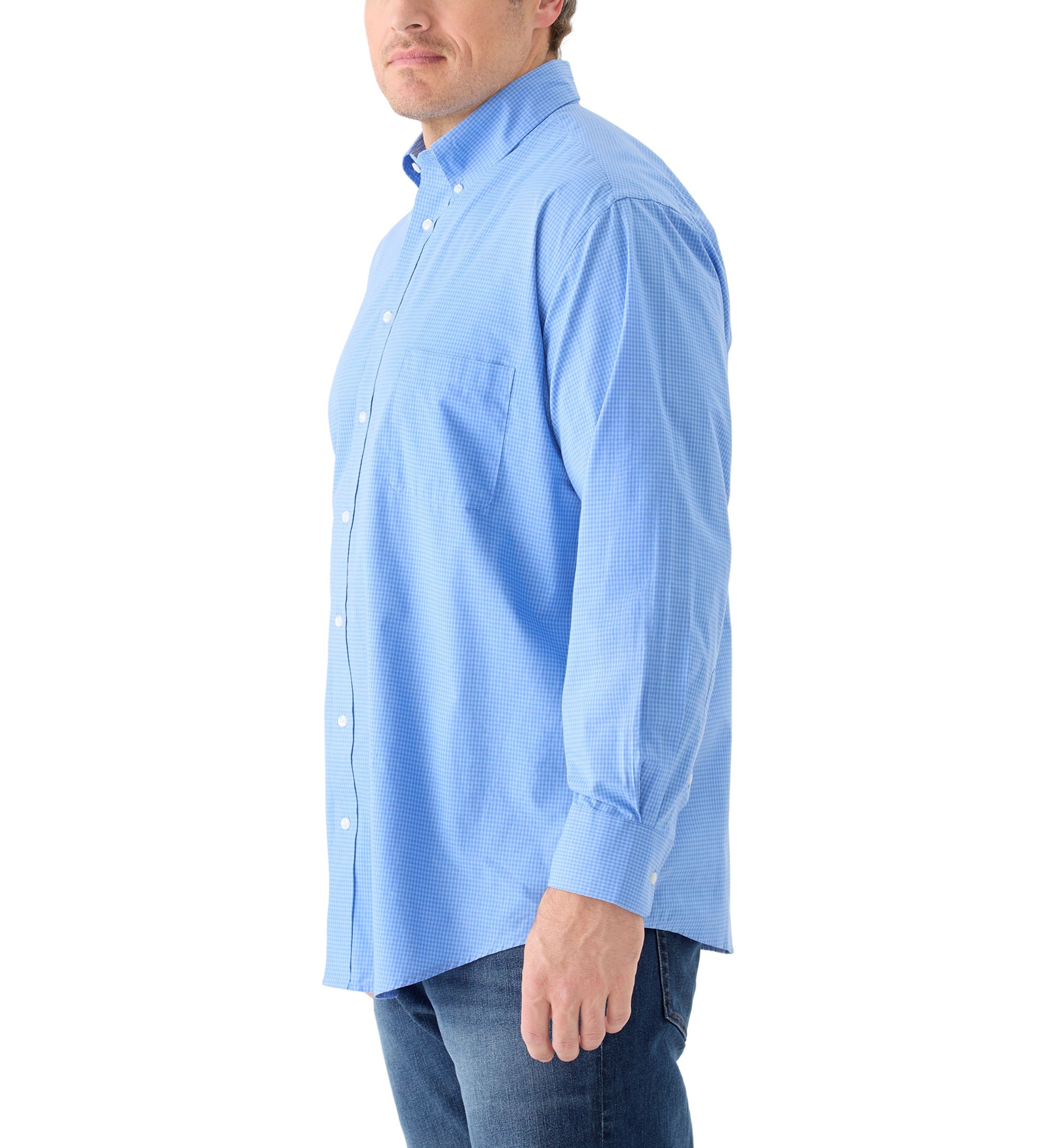 Big & Tall Long Sleeve Gingham Plaid Button Down Shirt 
