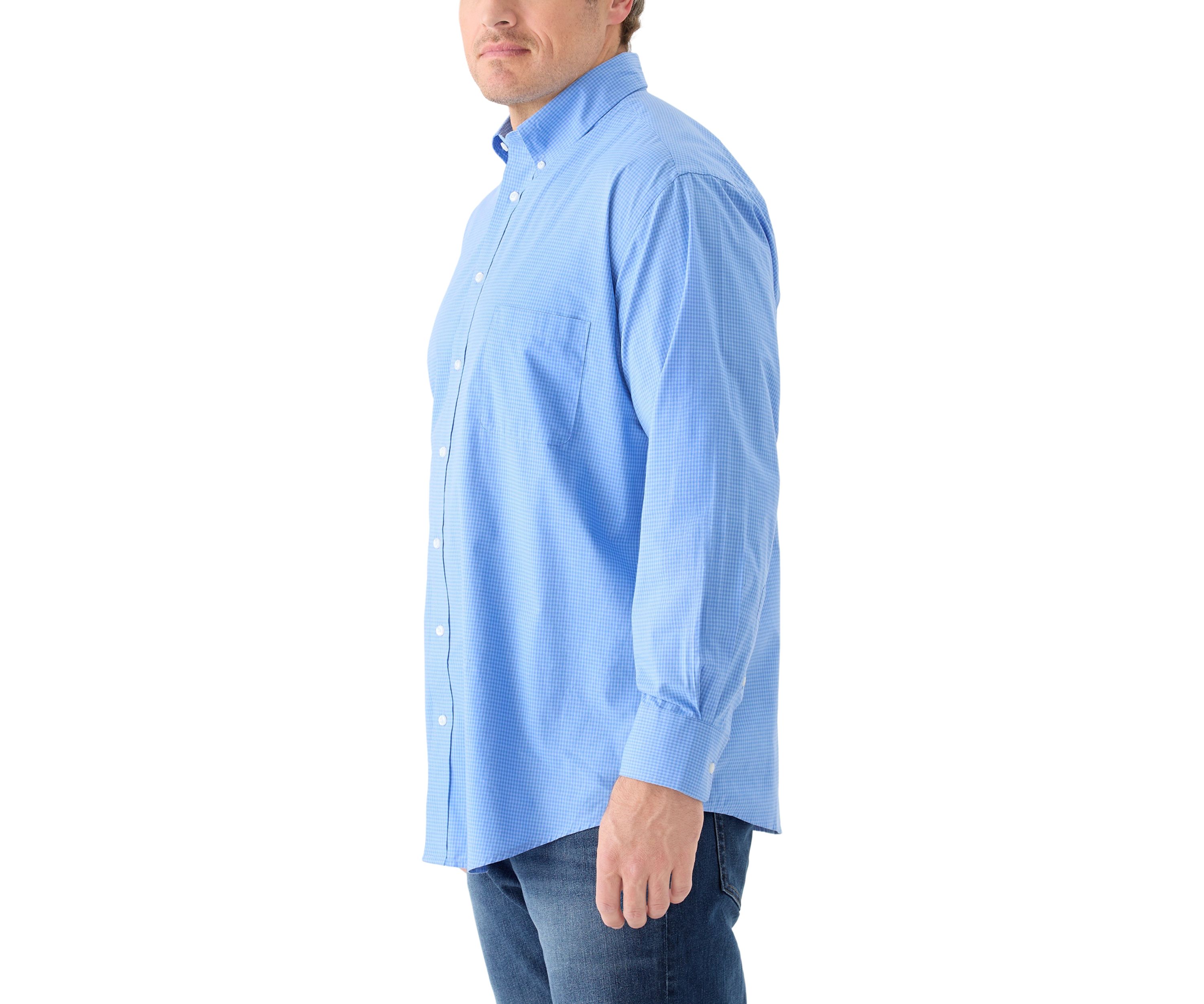 Big & Tall Long Sleeve Gingham Plaid Button Down Shirt 