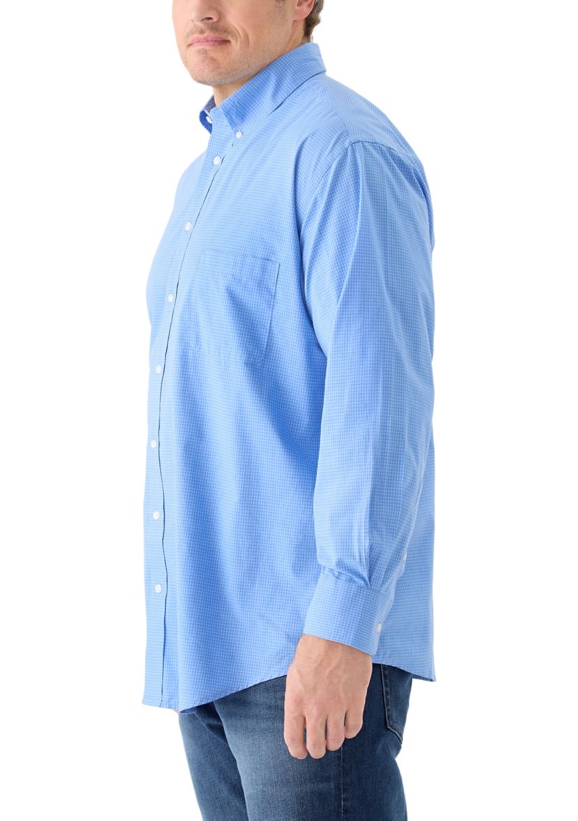 Big & Tall Long Sleeve Gingham Plaid Button Down Shirt 