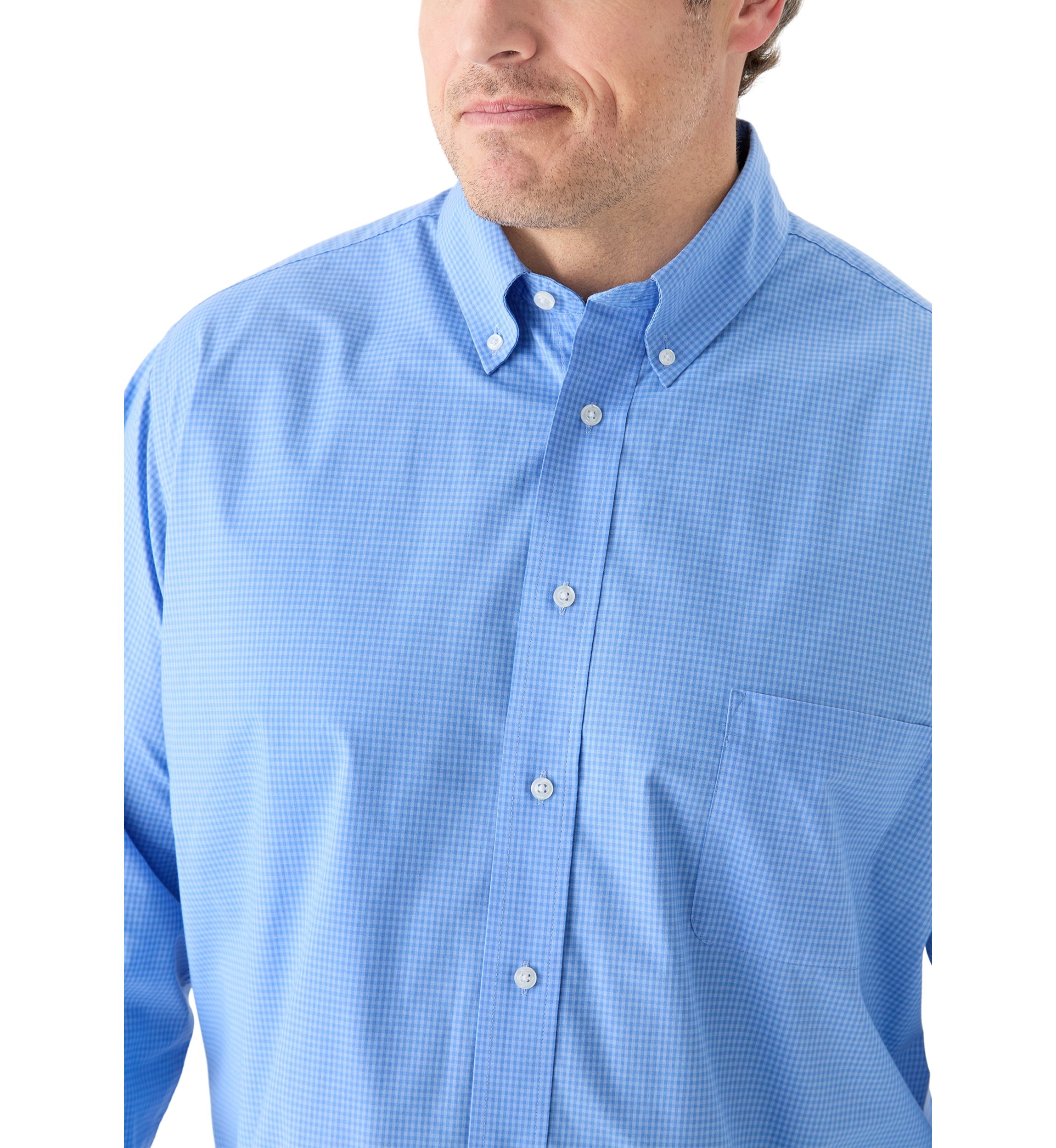 Big & Tall Long Sleeve Gingham Plaid Button Down Shirt 