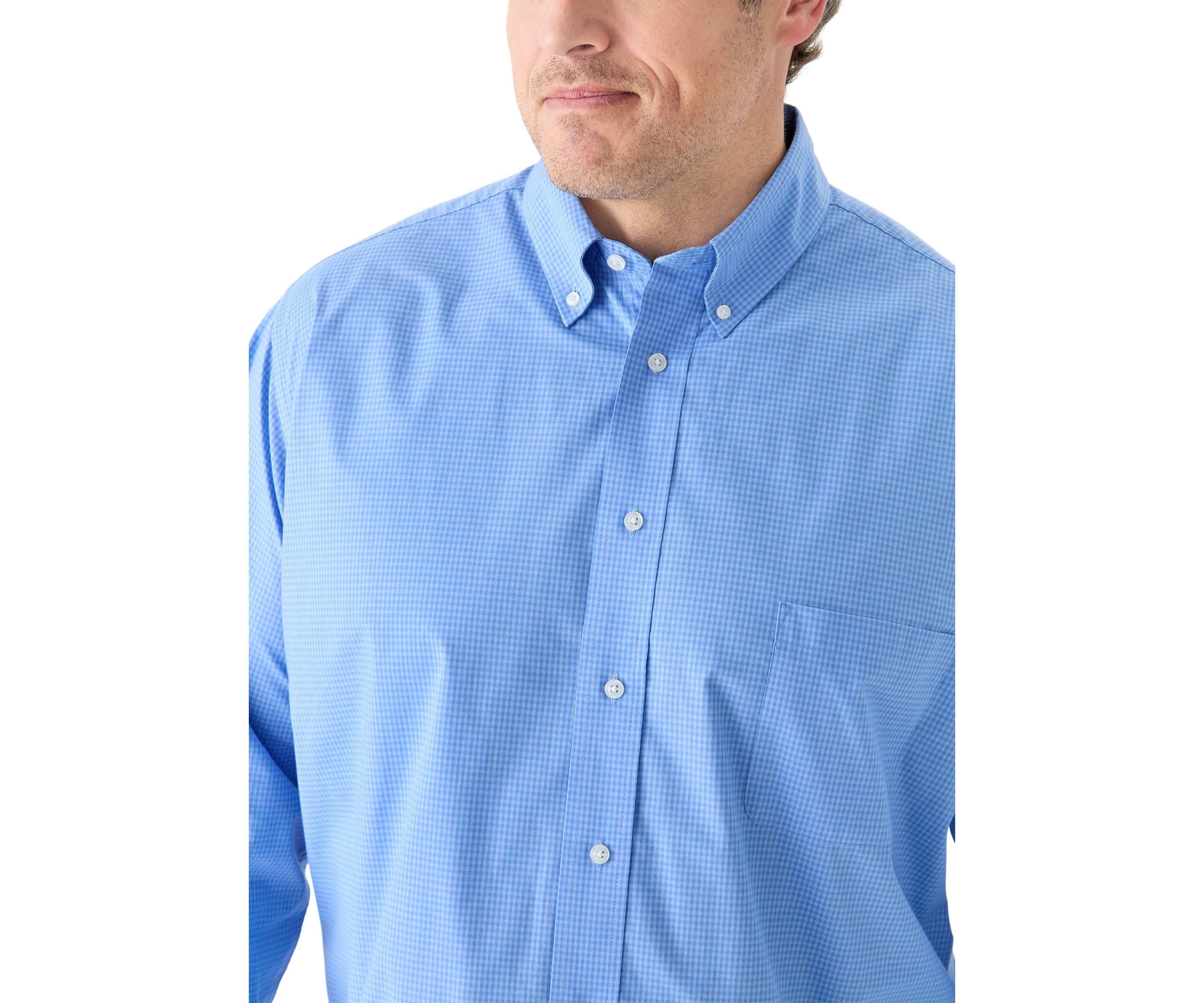 Big & Tall Long Sleeve Gingham Plaid Button Down Shirt 