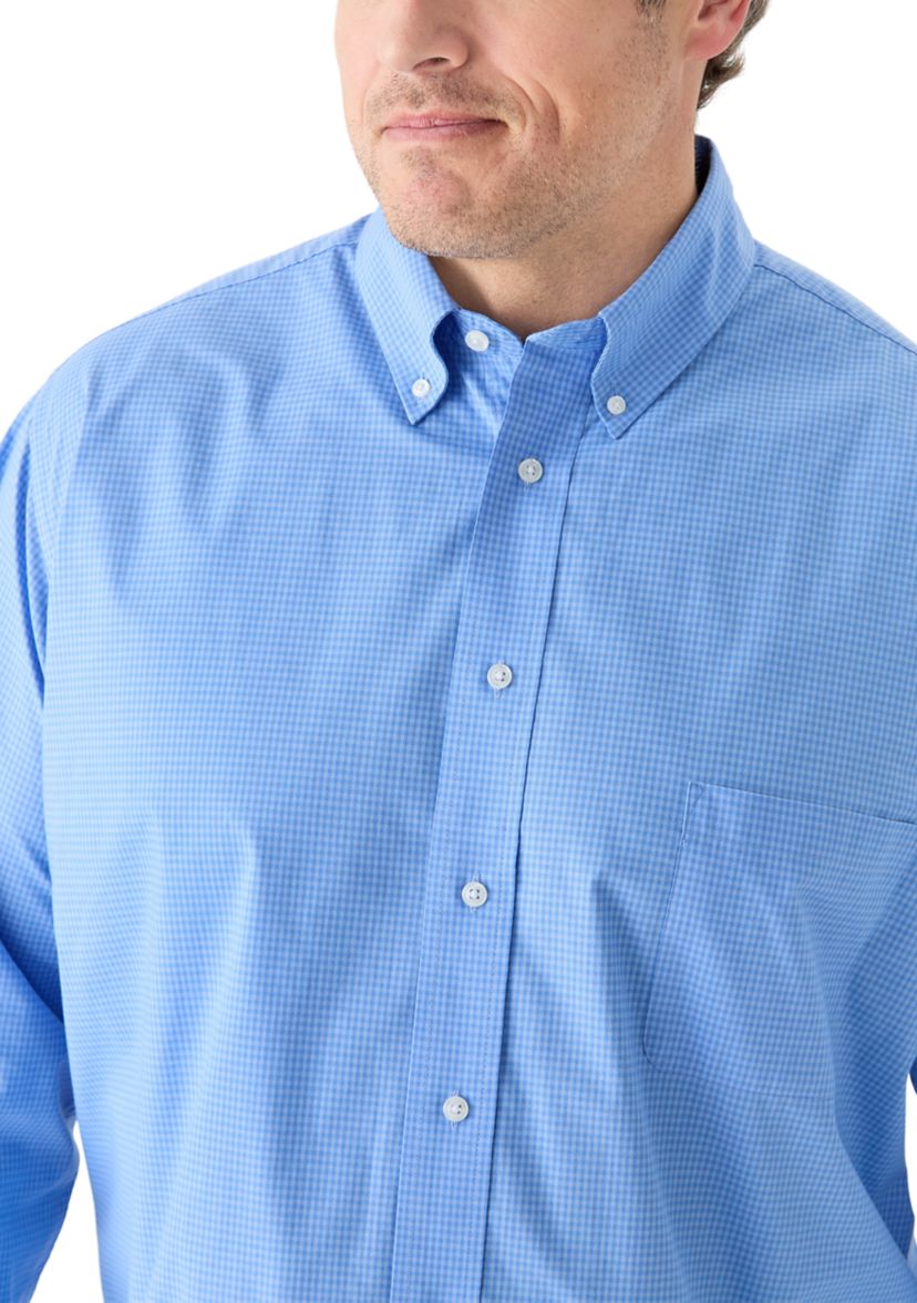Big & Tall Long Sleeve Gingham Plaid Button Down Shirt 
