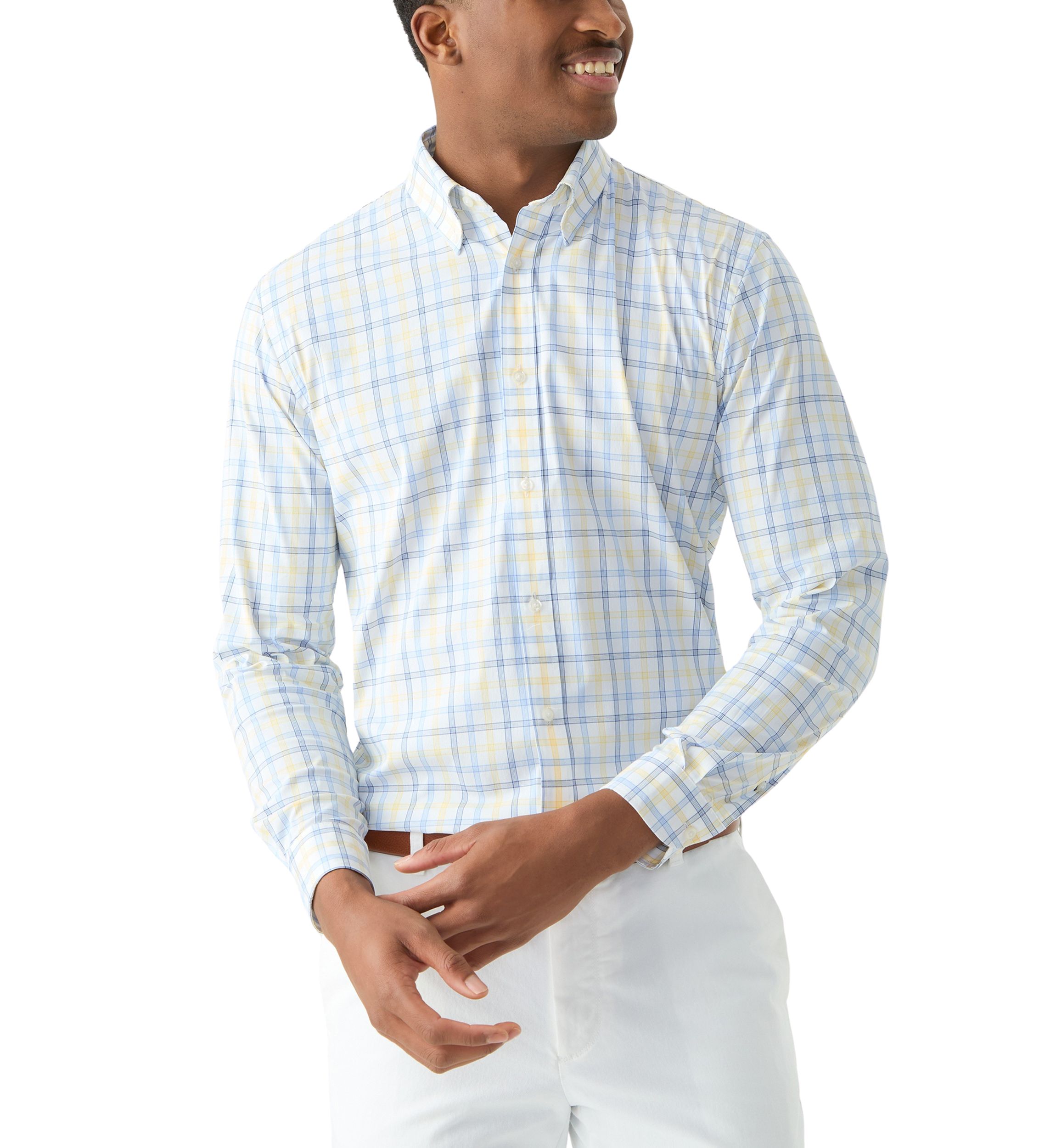 Slim Stretch Plaid Button Down Shirt