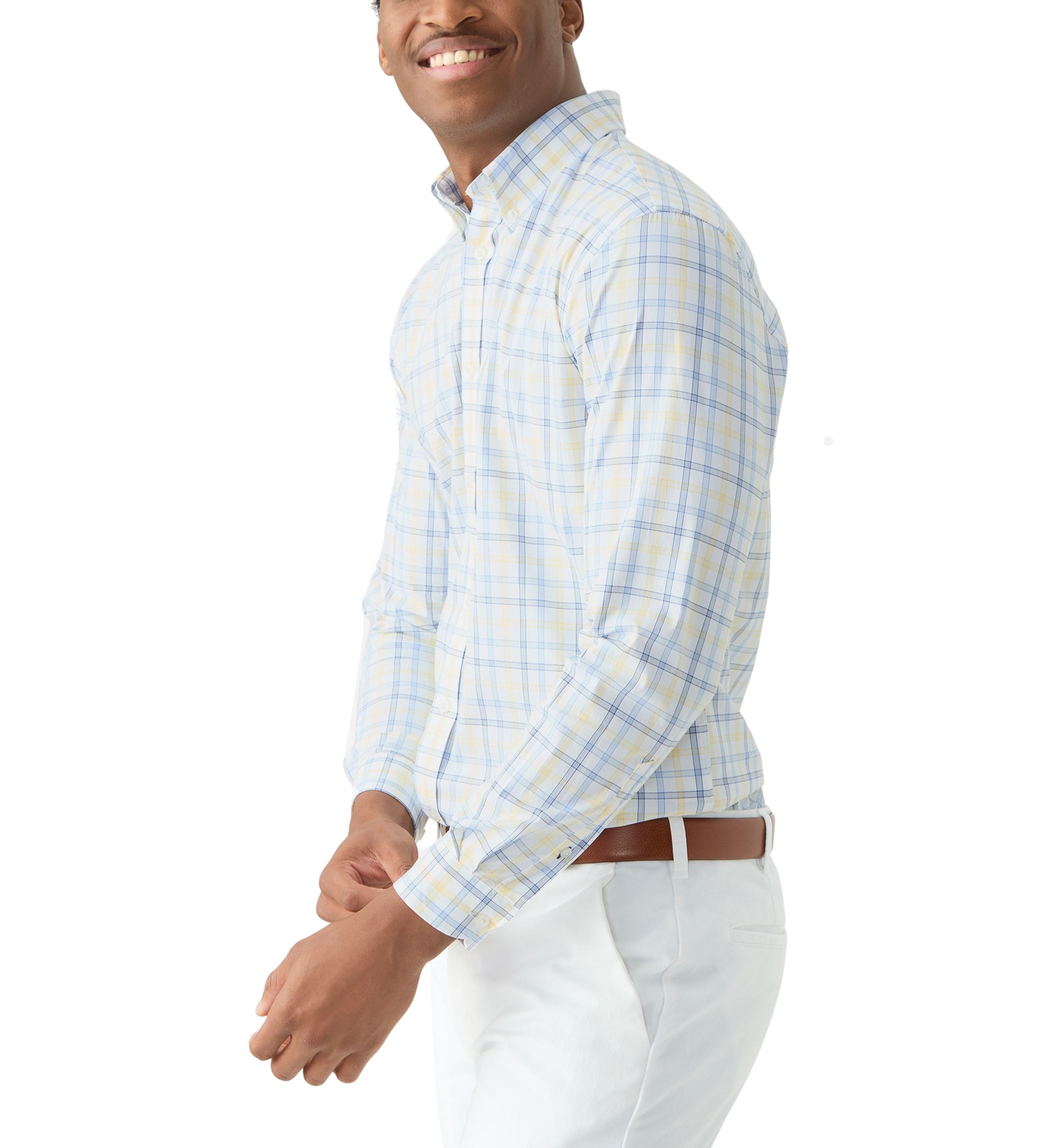 Slim Stretch Plaid Button Down Shirt