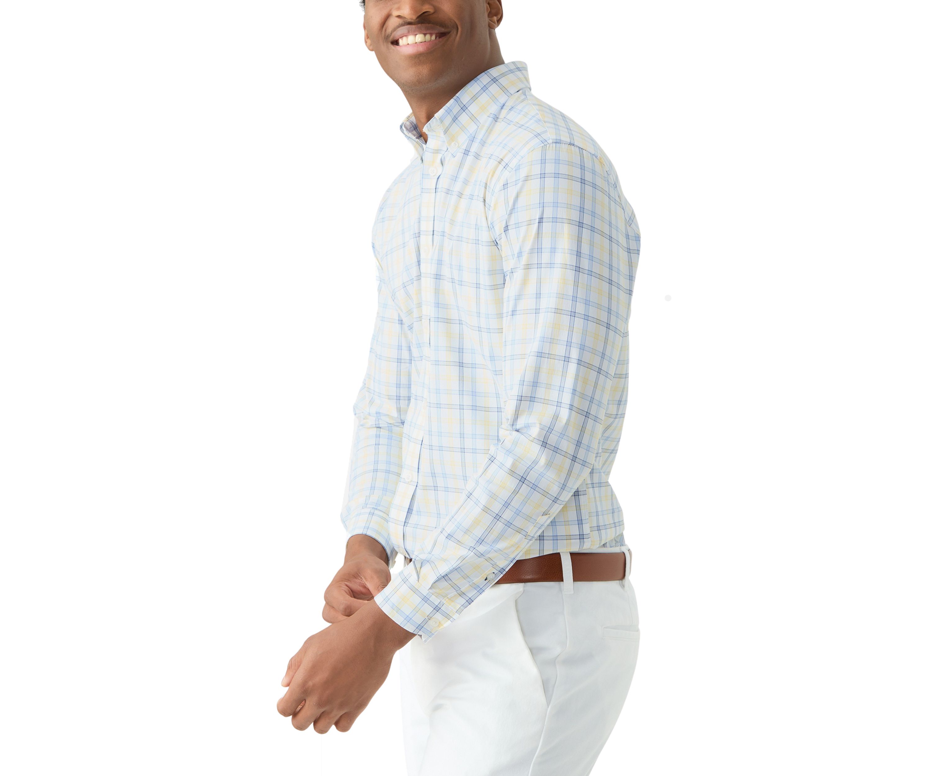 Slim Stretch Plaid Button Down Shirt