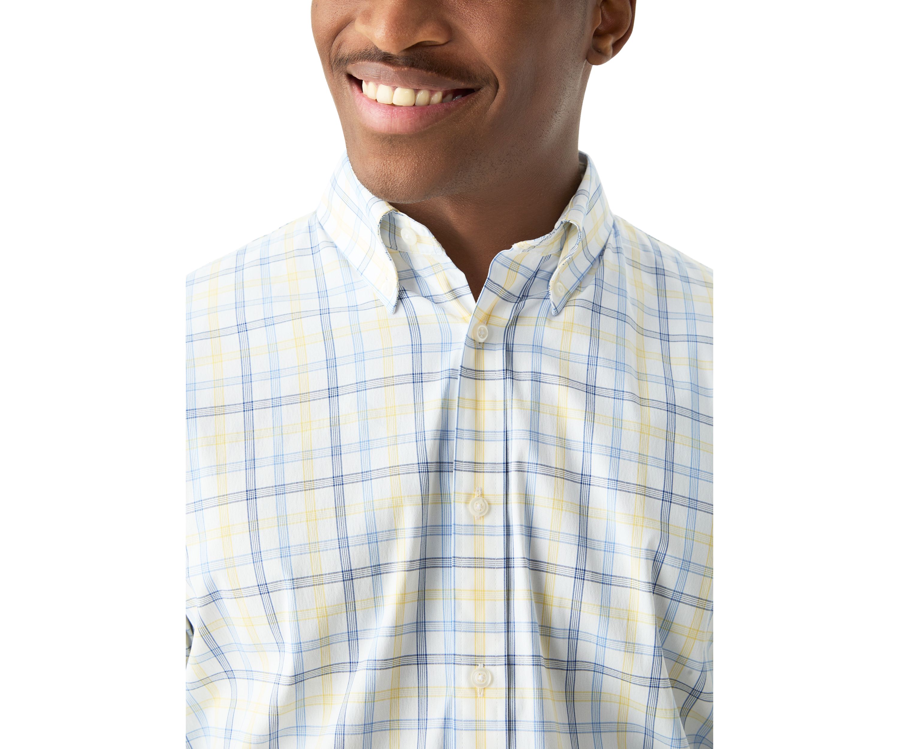 Slim Stretch Plaid Button Down Shirt