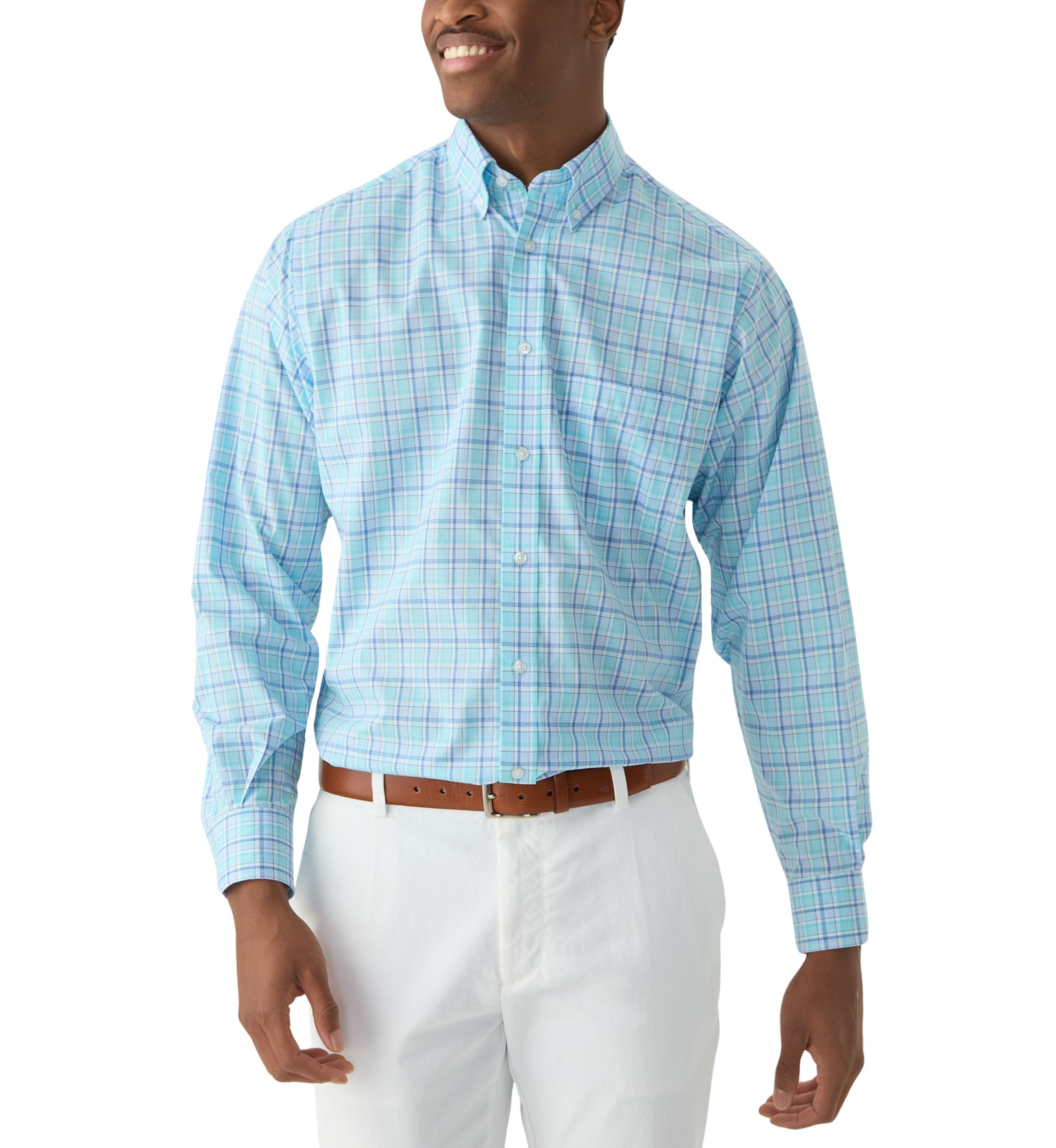 Stretch Plaid Button Down Shirt