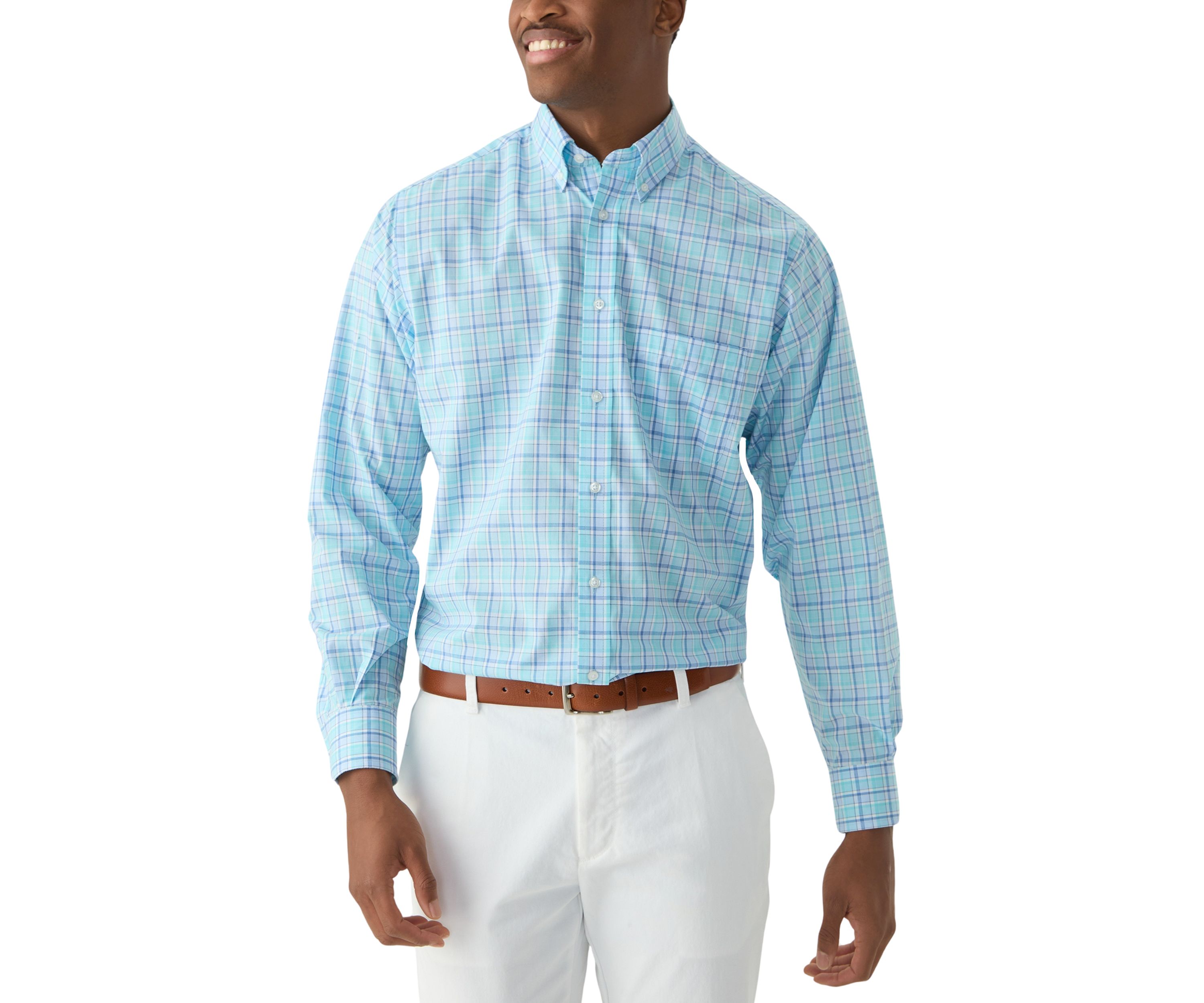 Stretch Plaid Button Down Shirt
