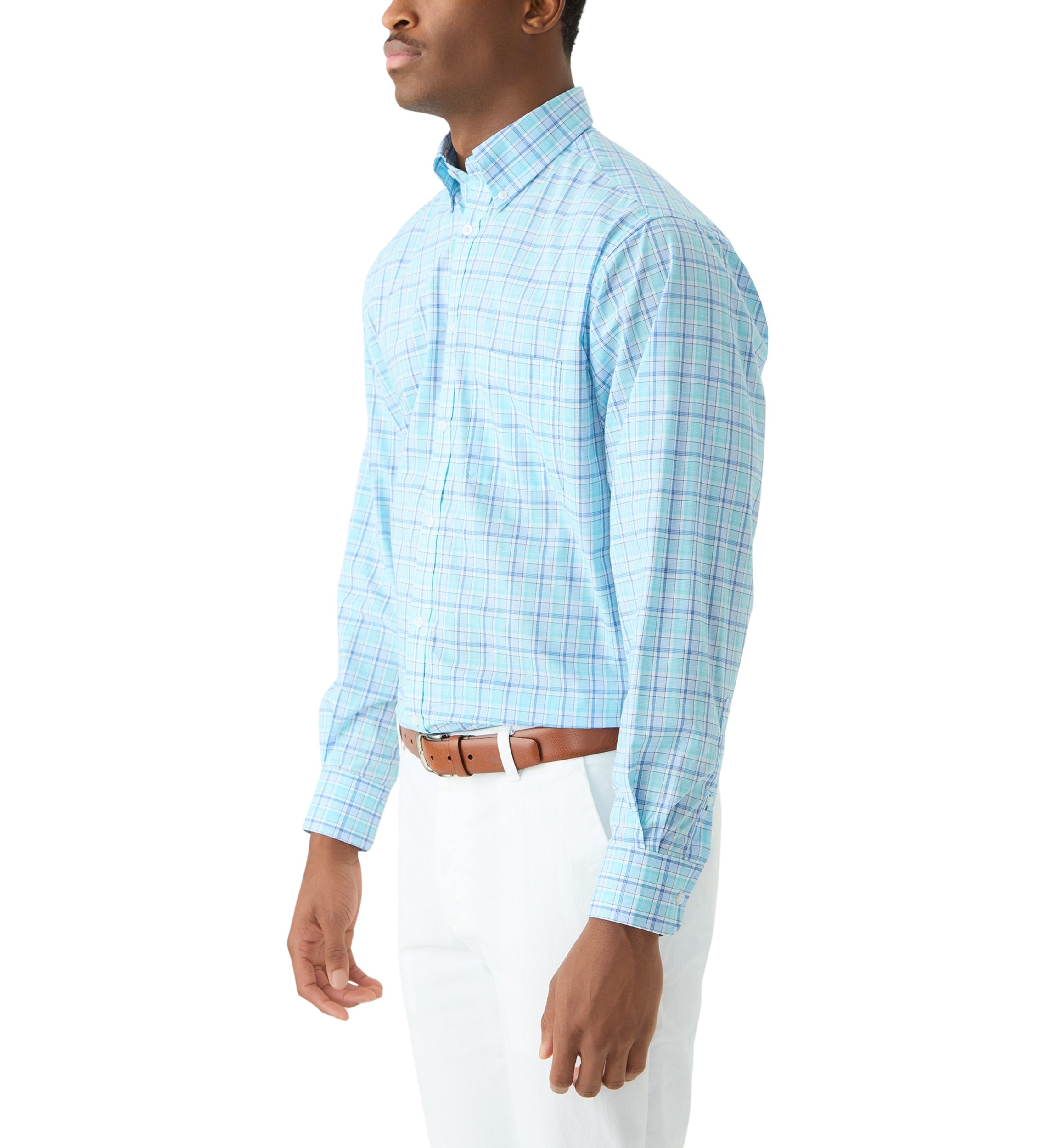 Stretch Plaid Button Down Shirt