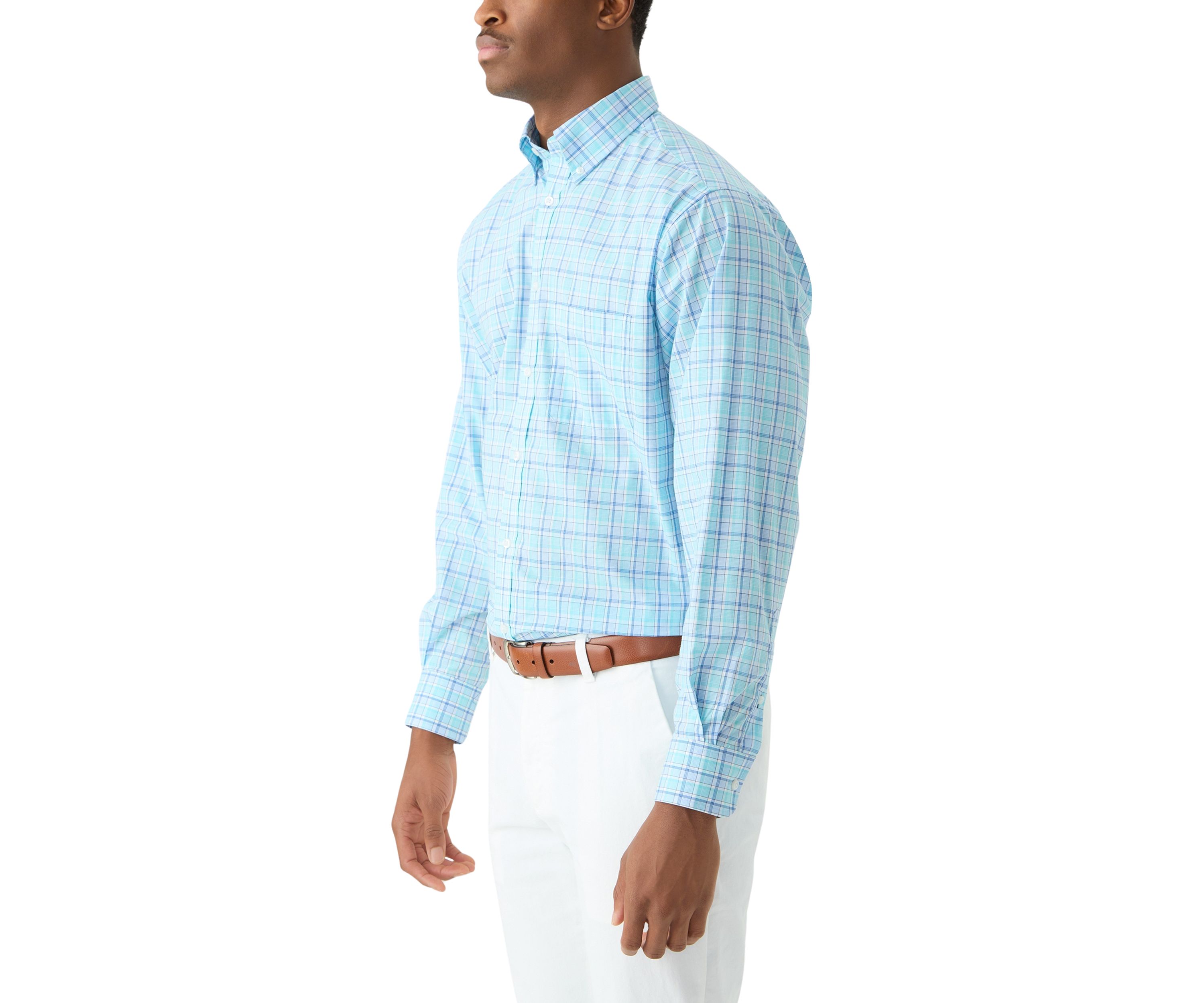 Stretch Plaid Button Down Shirt