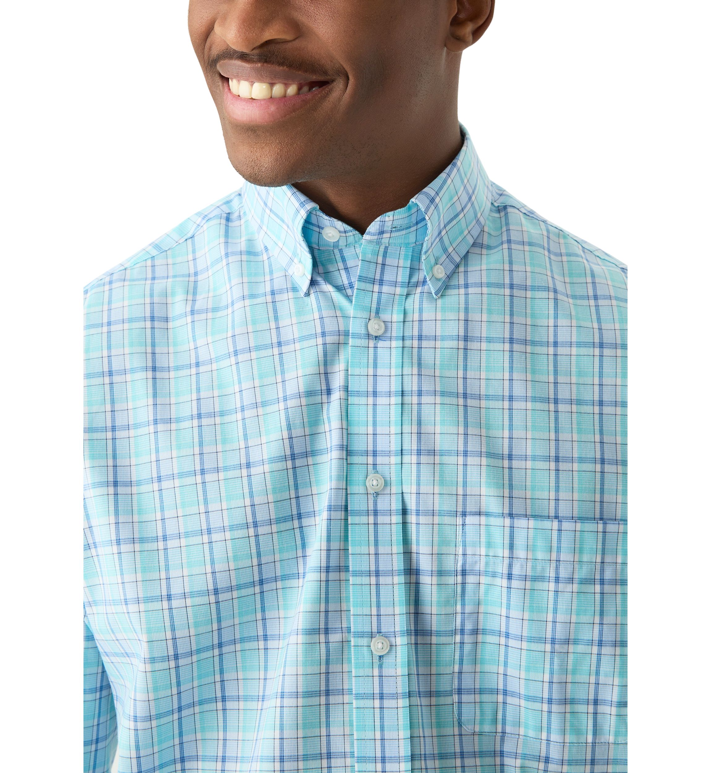 Stretch Plaid Button Down Shirt