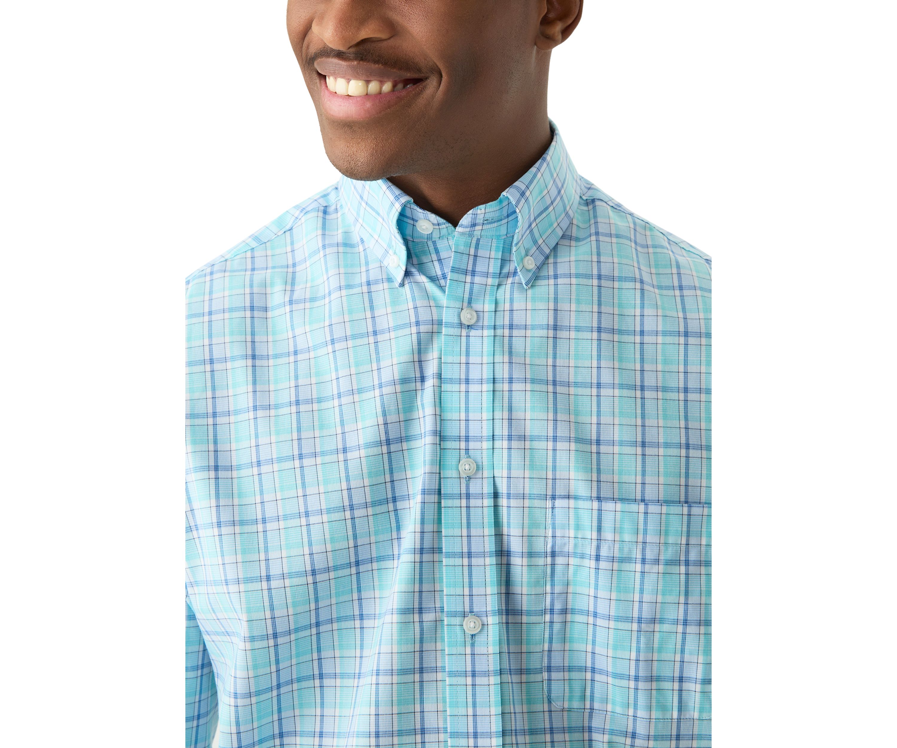 Stretch Plaid Button Down Shirt