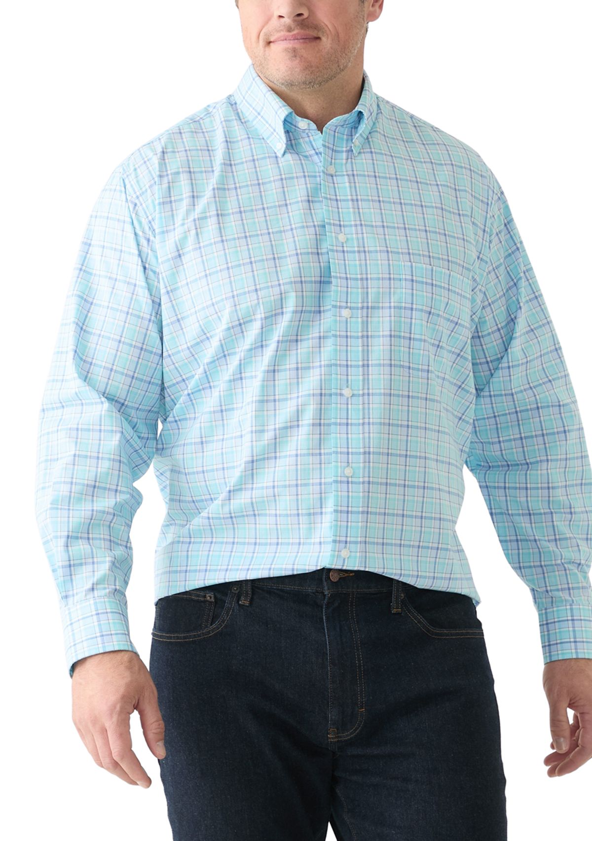 Big & Tall Allover Stretch Regular Fit Button Down​ Shirt