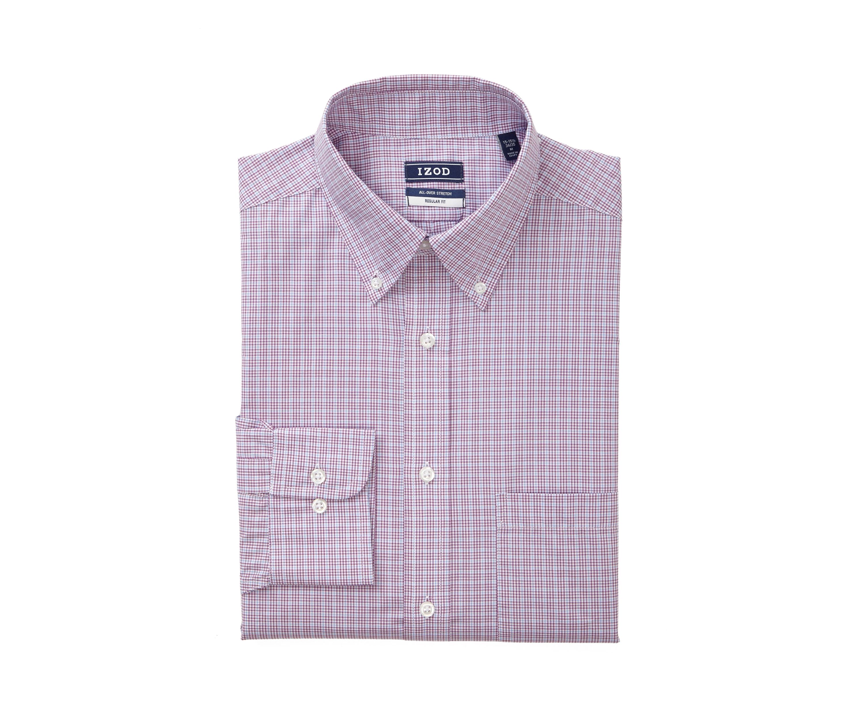Long Sleeve Stretch Check Button Down Shirt