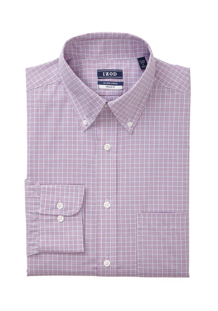 Long Sleeve Stretch Check Button Down Shirt