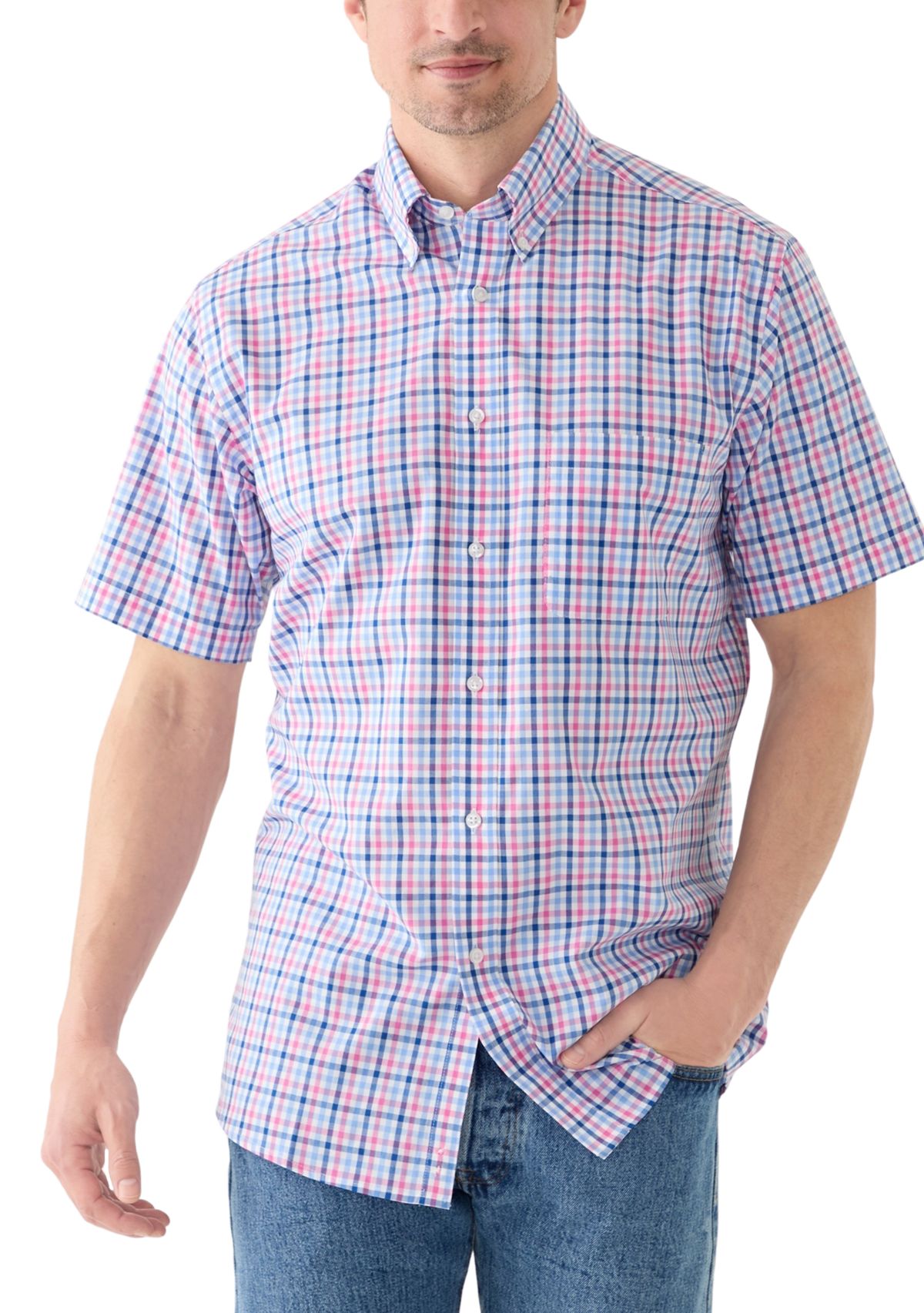 Short Sleeve Gingham Printed Shirt