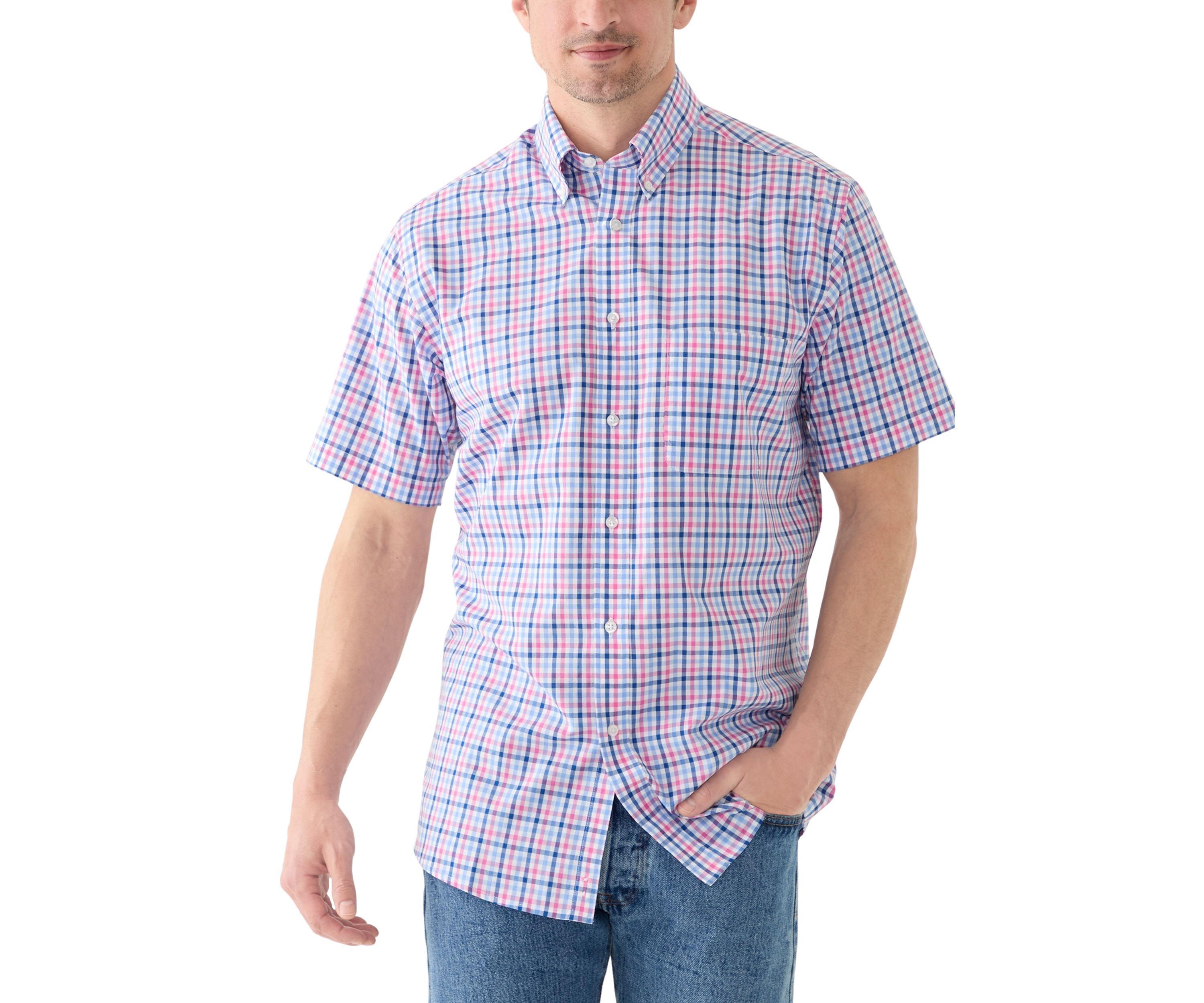 Short Sleeve Gingham Printed Shirt