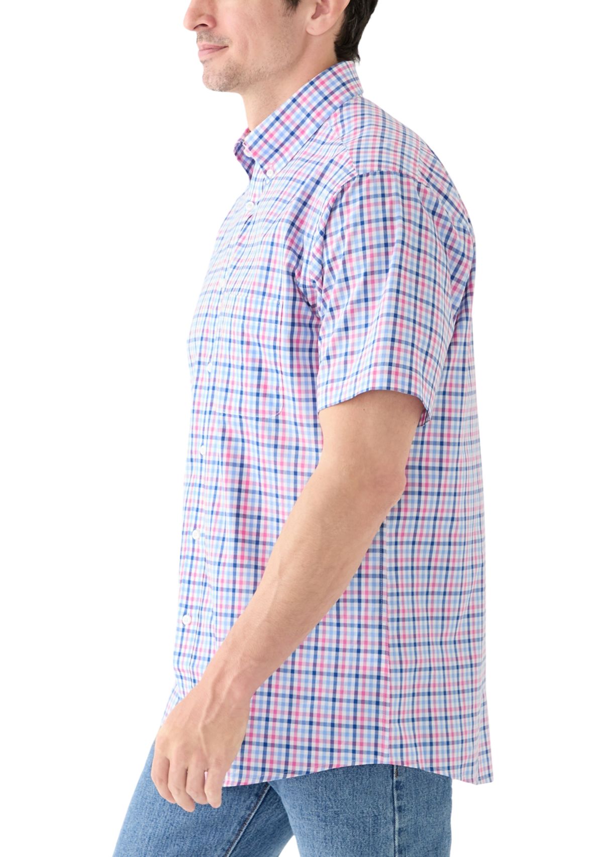 Short Sleeve Gingham Printed Shirt