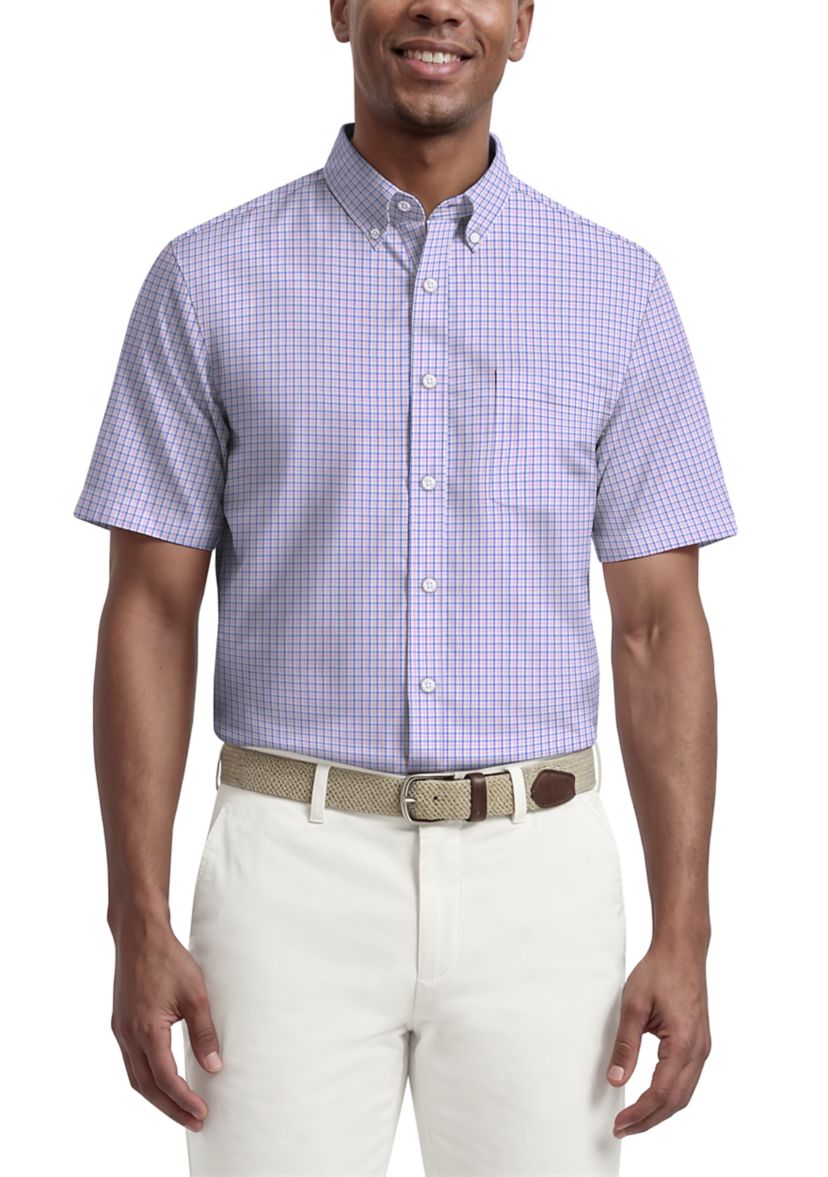 belk men's short sleeve dress shirts Perry Ellis Men's Short Sleeve Linework Grid Print Shirt