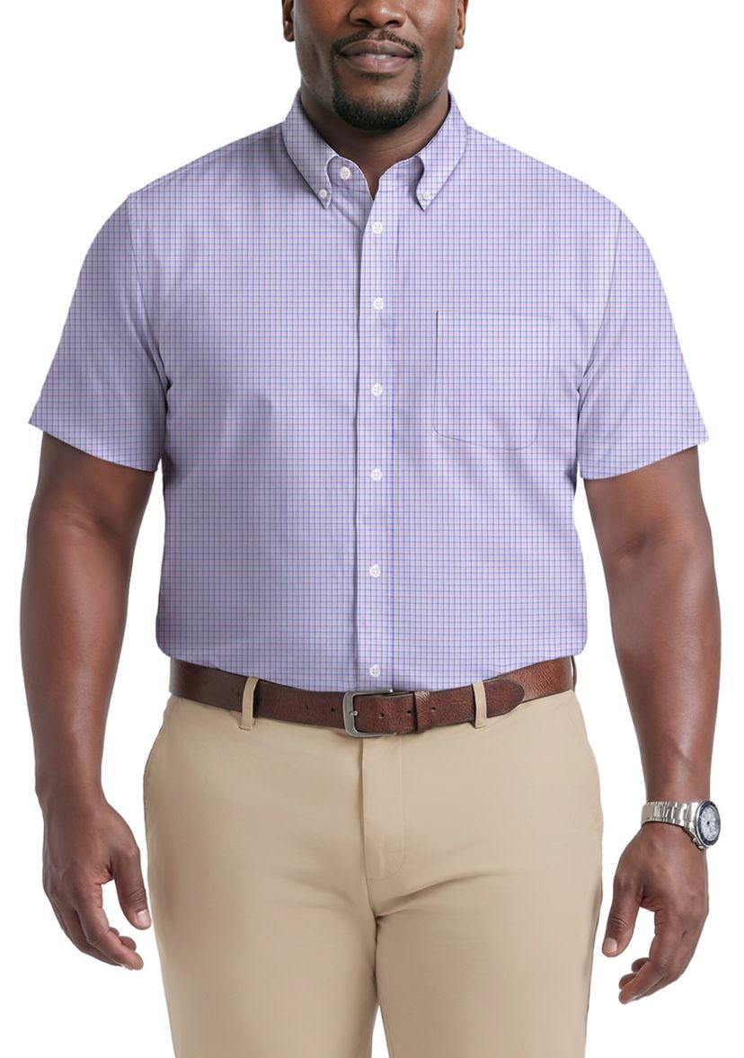 IZOD Big & Tall All Over Stretch Short Sleeve Button Down Dress Shirt | Belk