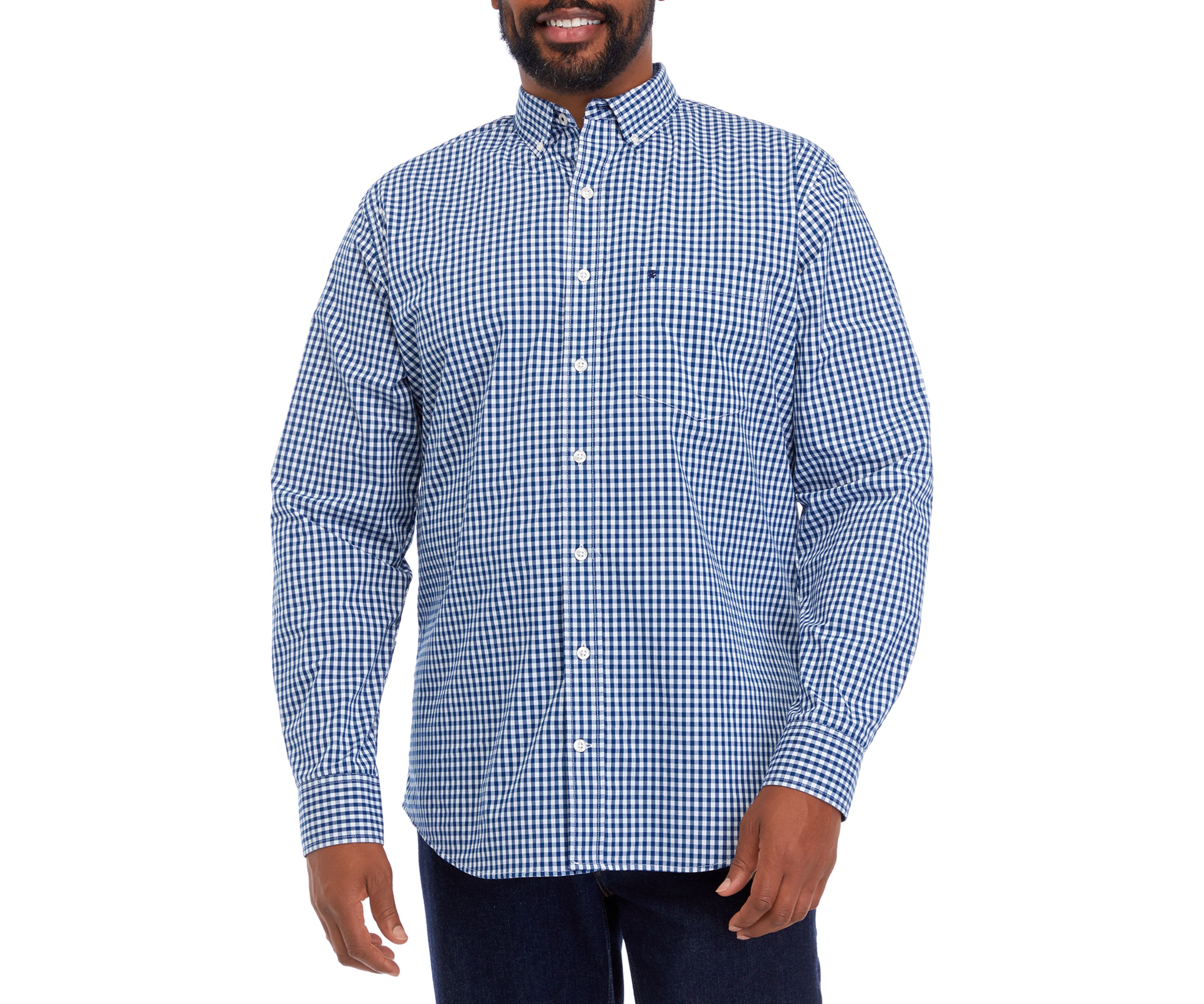 Big & Tall Long Sleeve Comfort Performance Woven Button Down Shirt 