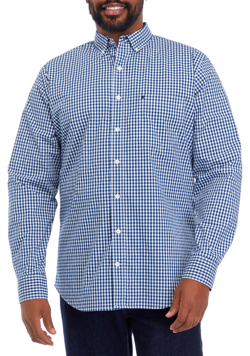 Big & Tall Long Sleeve Comfort Performance Woven Button Down Shirt 
