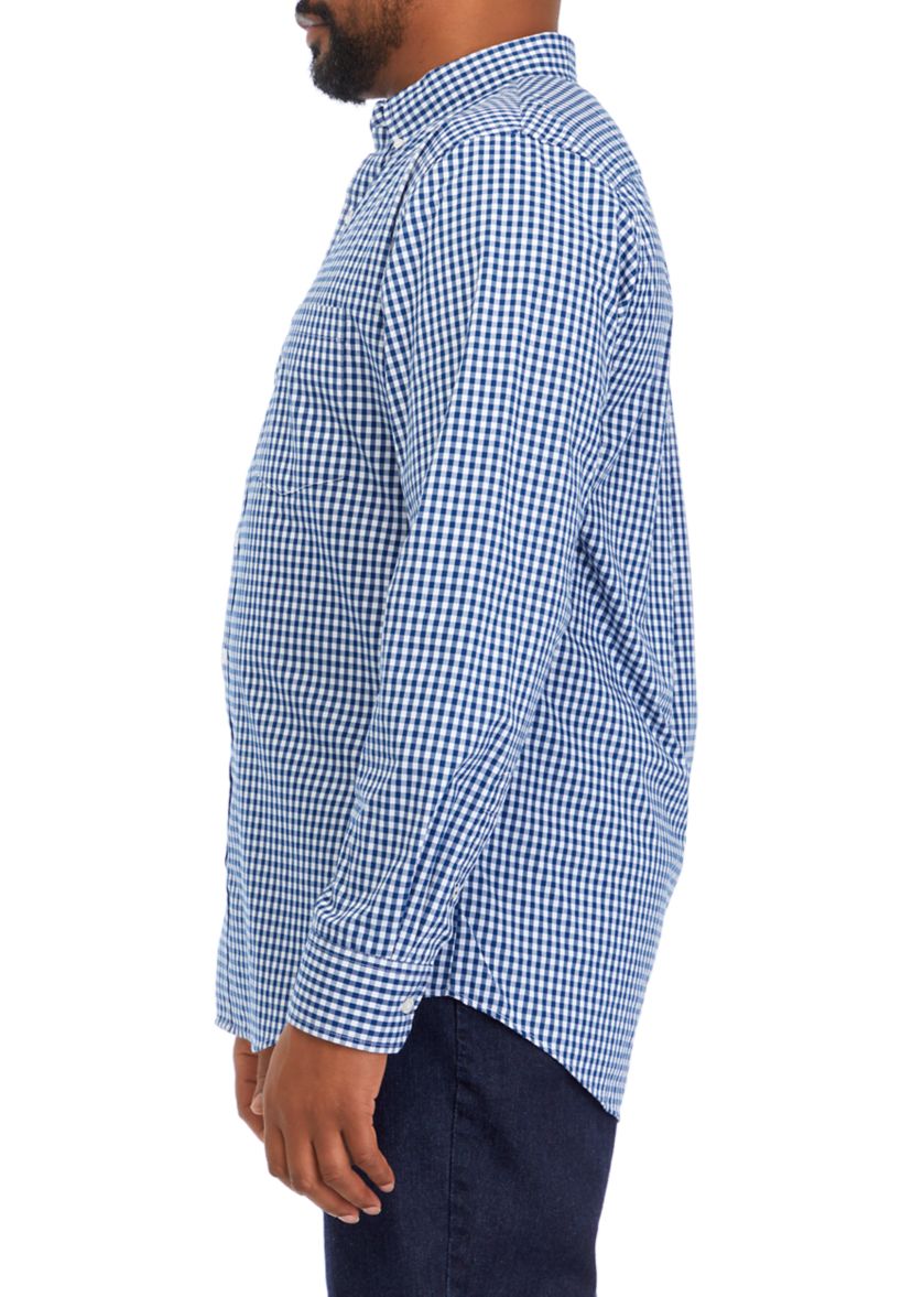 Big & Tall Long Sleeve Comfort Performance Woven Button Down Shirt 