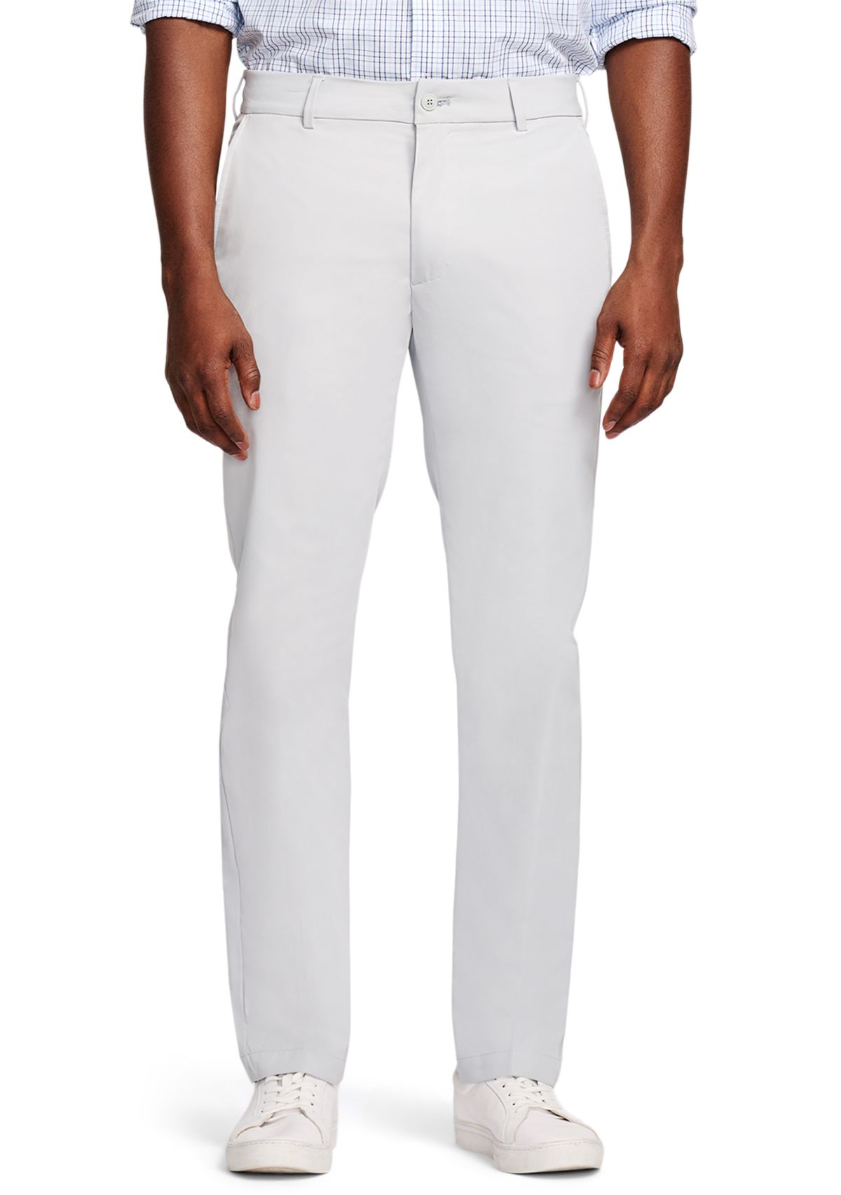 Mens Performance Stretch Flat Front Straight Fit Chino Pants