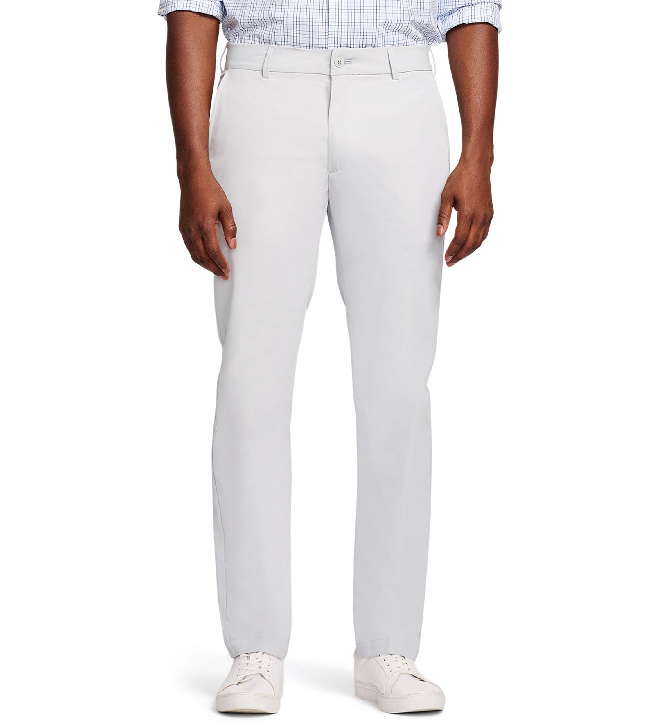 Mens Performance Stretch Flat Front Straight Fit Chino Pants