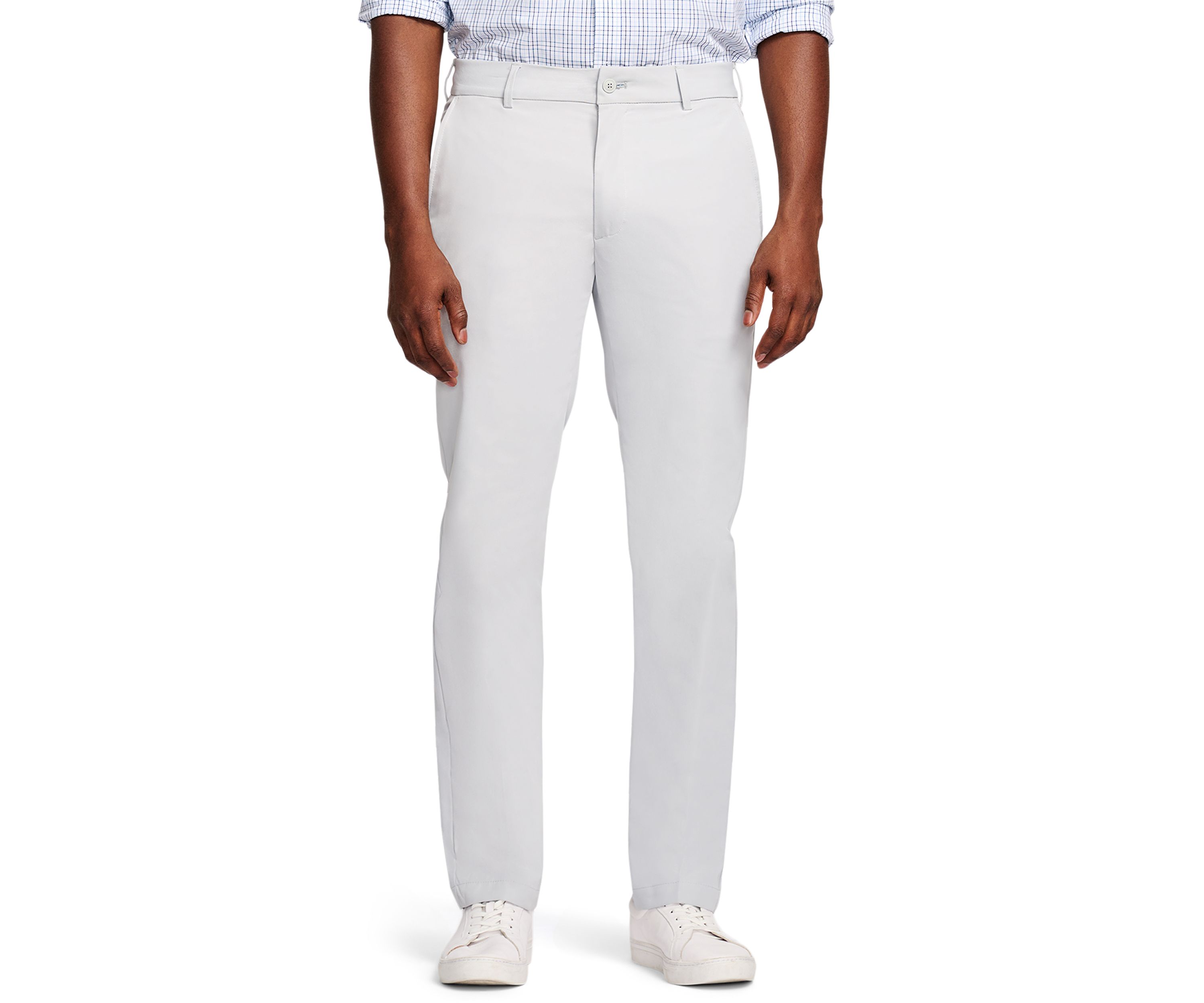 Mens Performance Stretch Flat Front Straight Fit Chino Pants