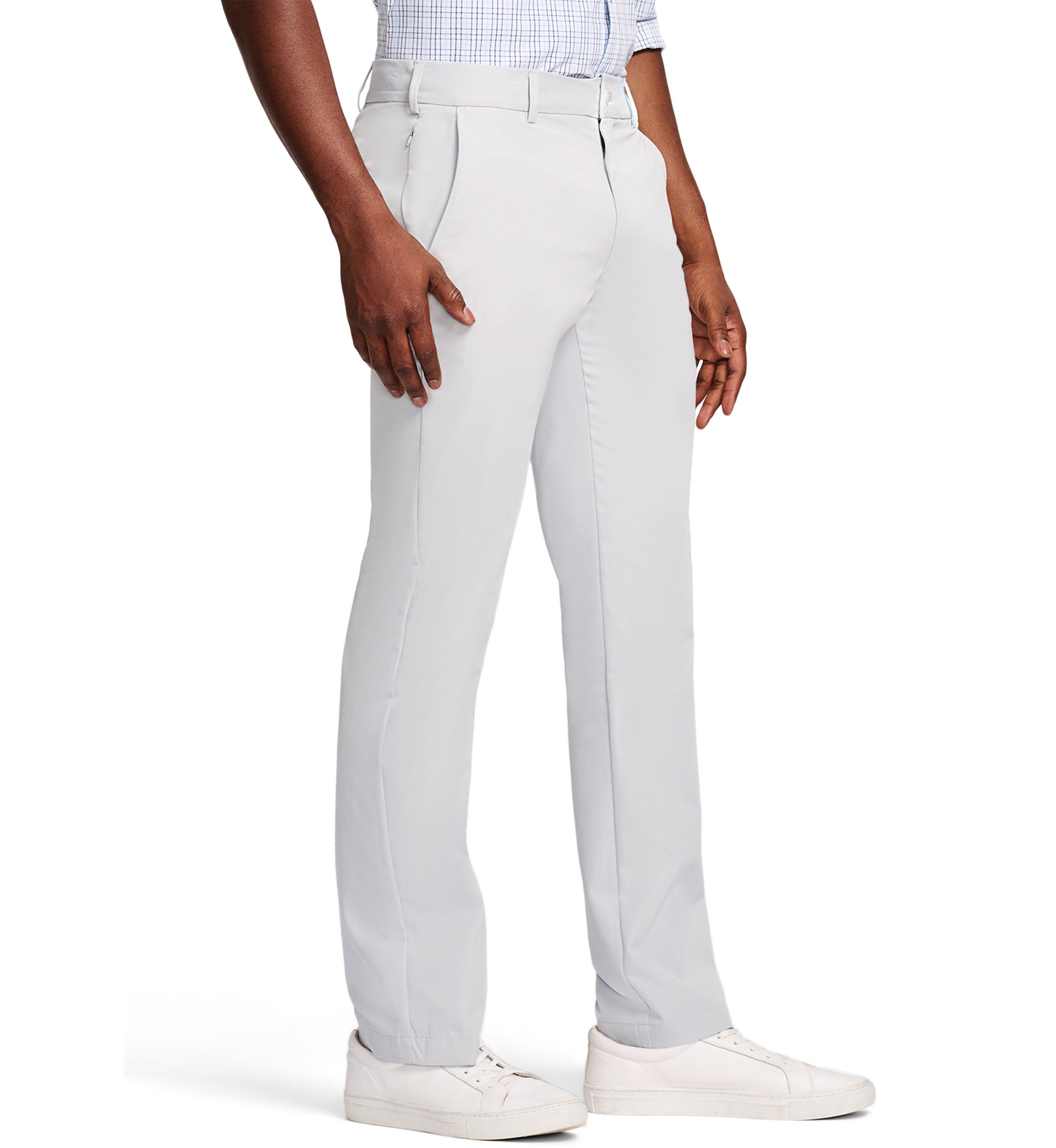 Mens Performance Stretch Flat Front Straight Fit Chino Pants