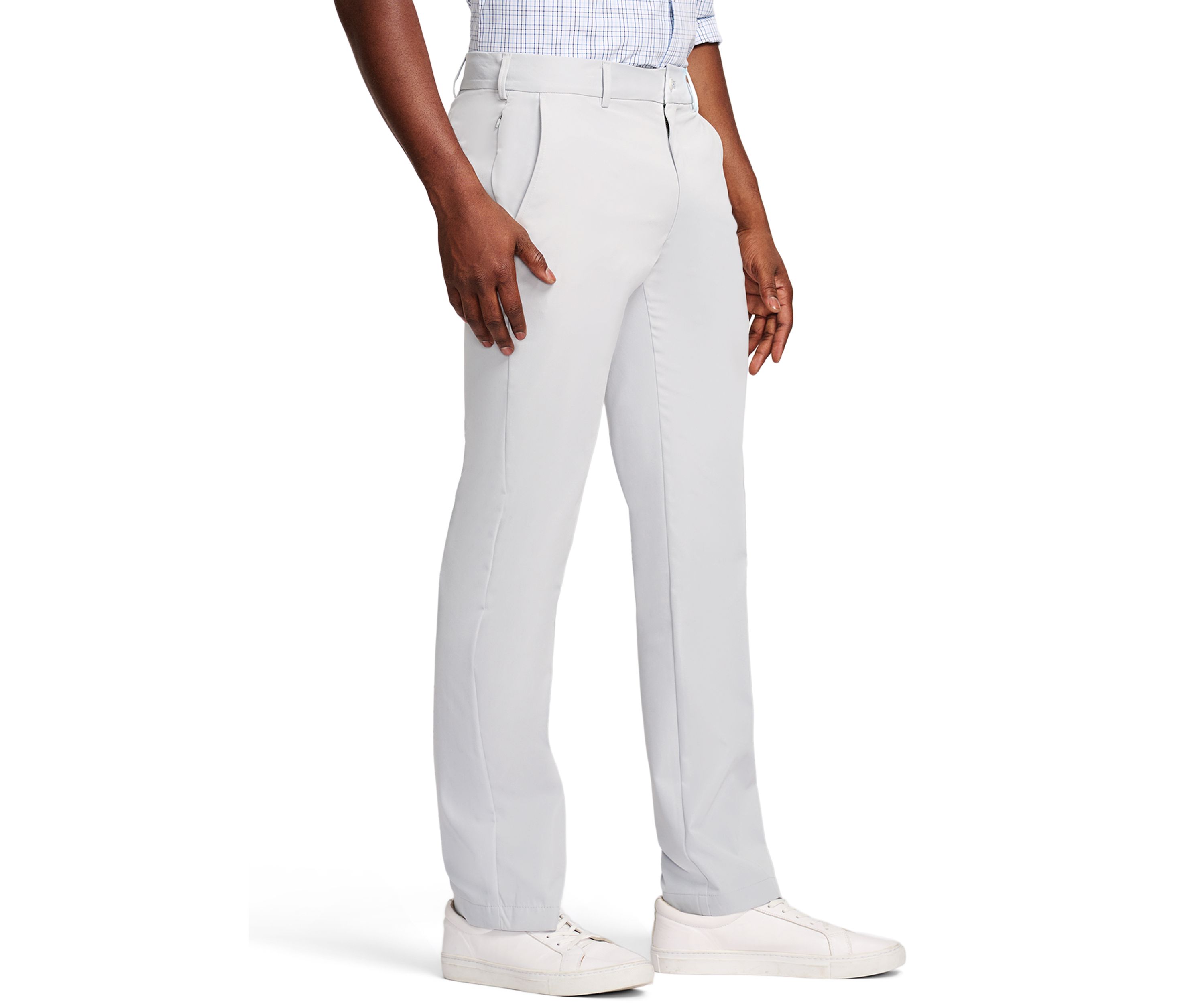 Mens Performance Stretch Flat Front Straight Fit Chino Pants