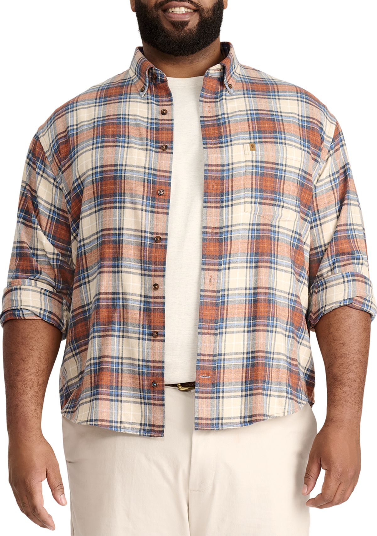 Big & Tall Plaid Stratton Flannel Button Down Shirt