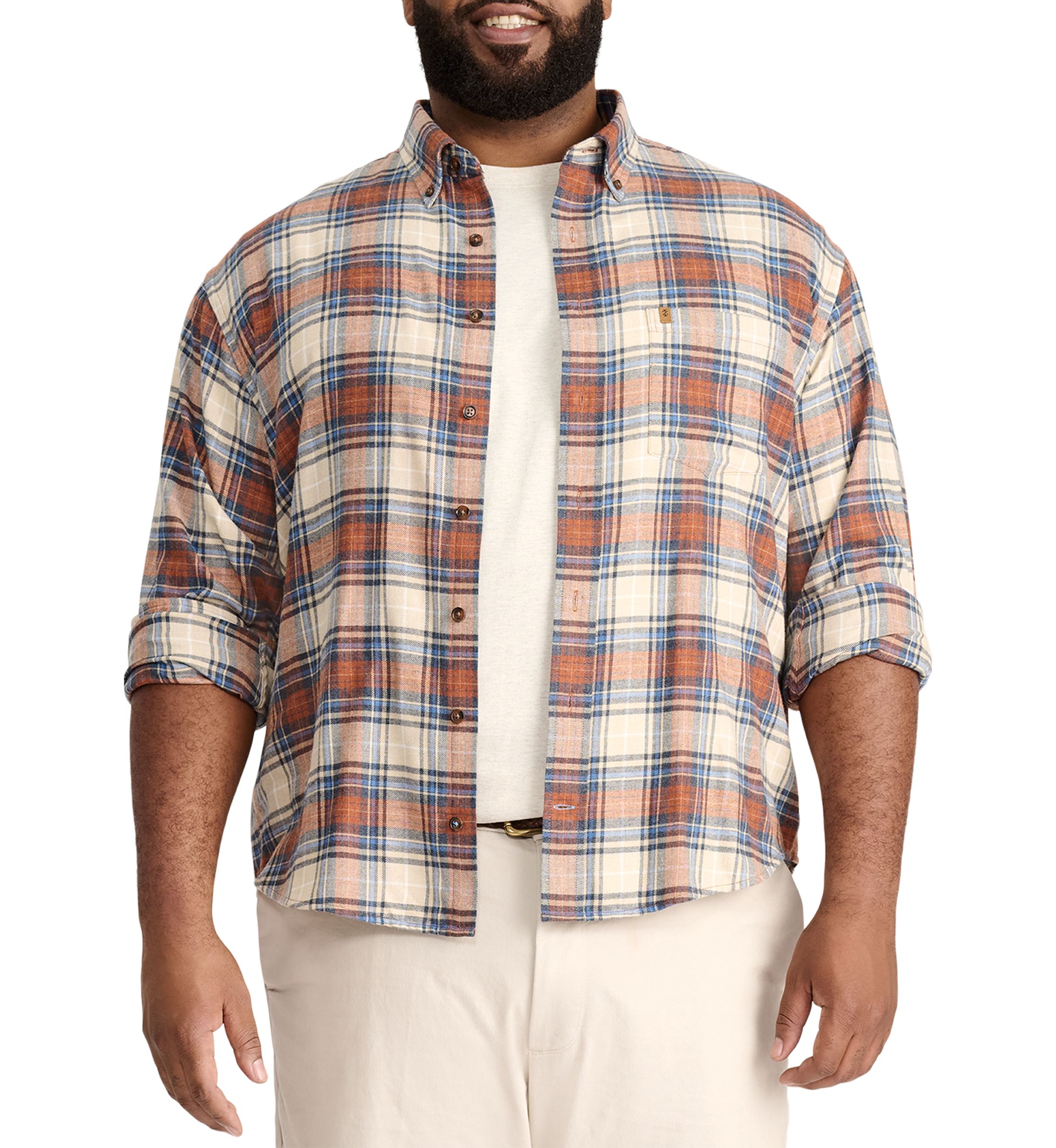 Big & Tall Plaid Stratton Flannel Button Down Shirt