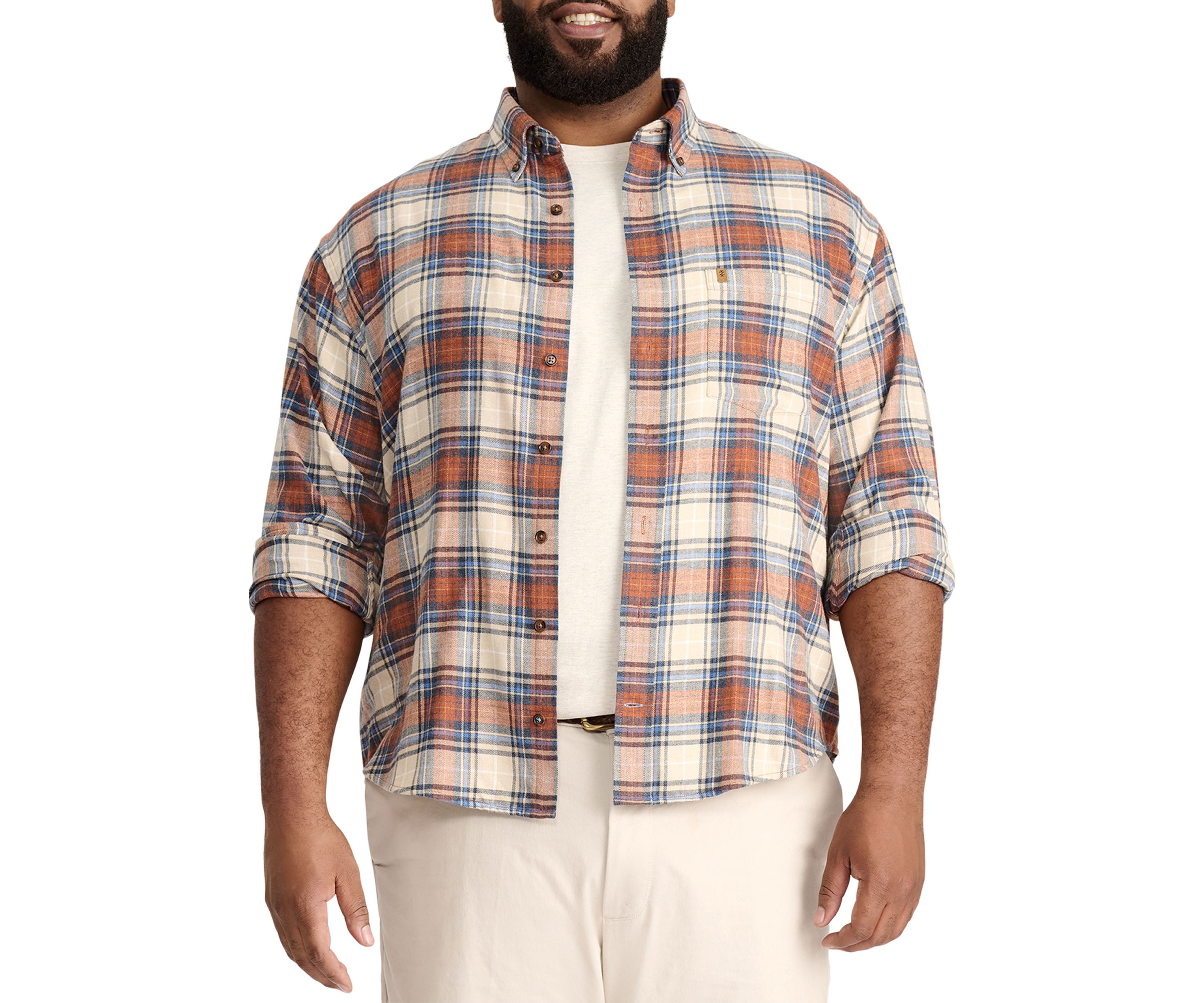 Big & Tall Plaid Stratton Flannel Button Down Shirt