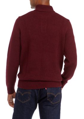 Izod holiday mock neck 2025 long sleeve knit pullover sweater